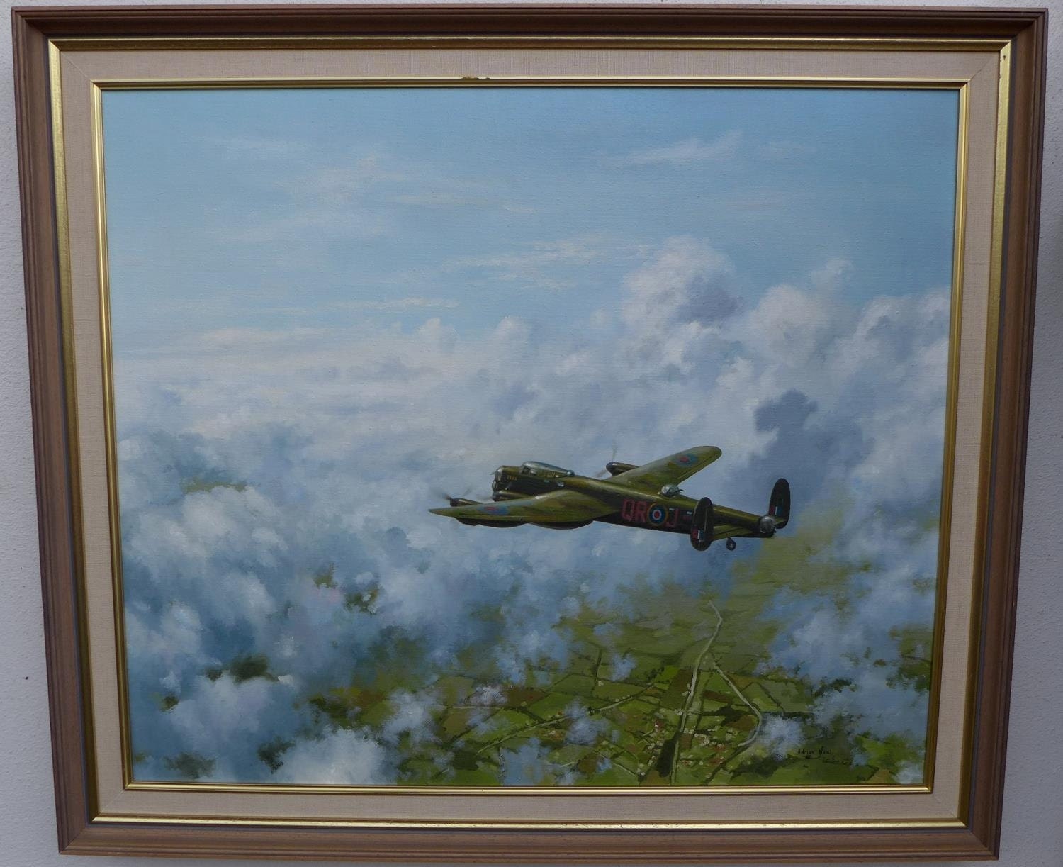 Fabulous Oil Painting On Canvas Of The Lancaster Bomber By Adrian Neal