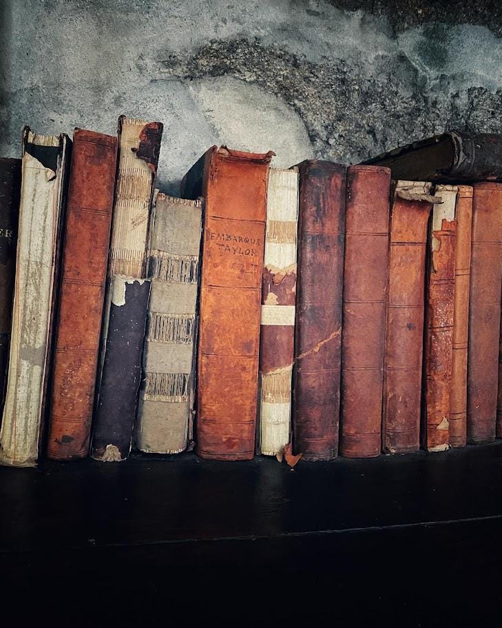 Antique, Vintage and Ancient Books on a shelf