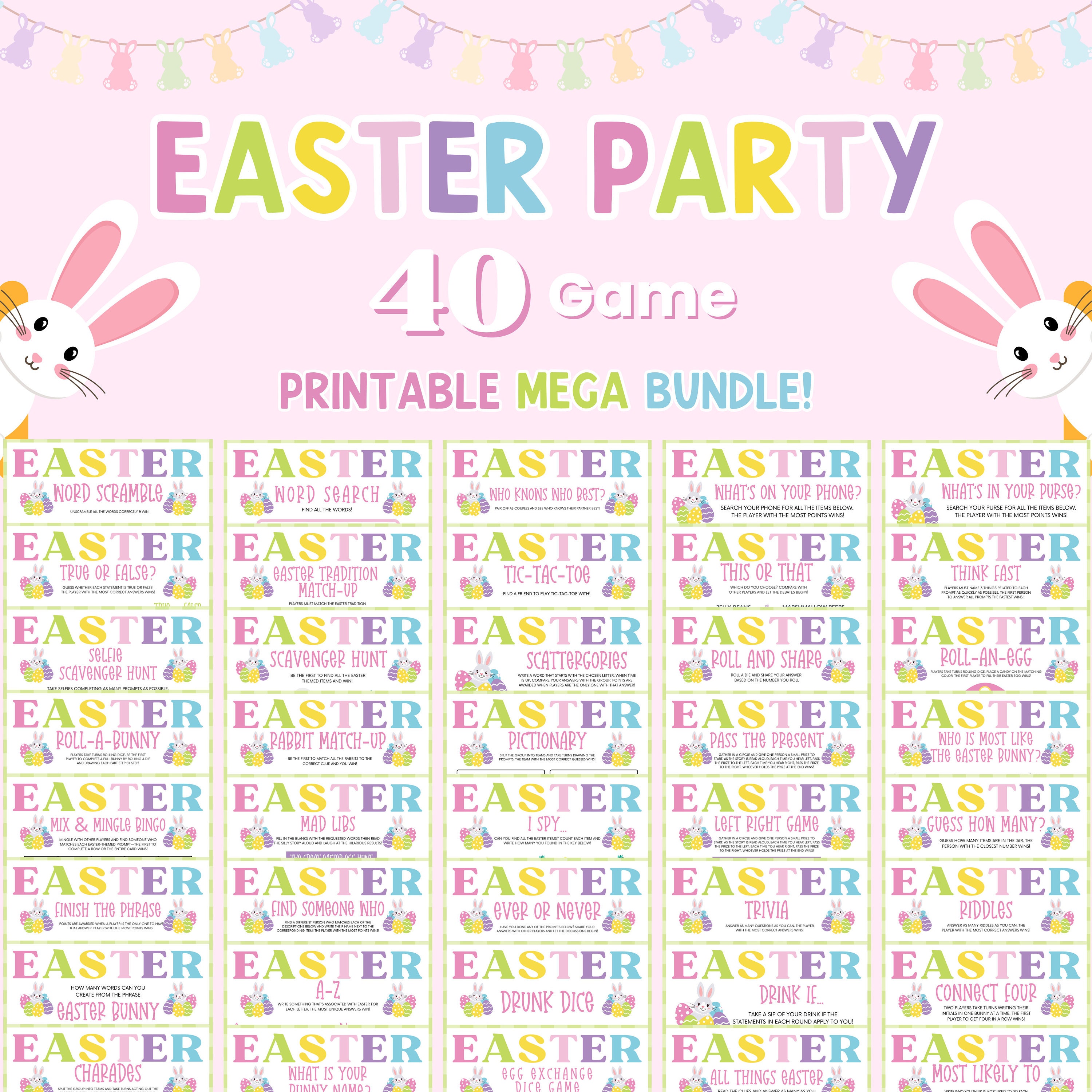 Printable Easter Party Games 40 Game Mega Bundle, Printable Easter Games for Kids, Easter Party Games Printable, Easter Games Printable