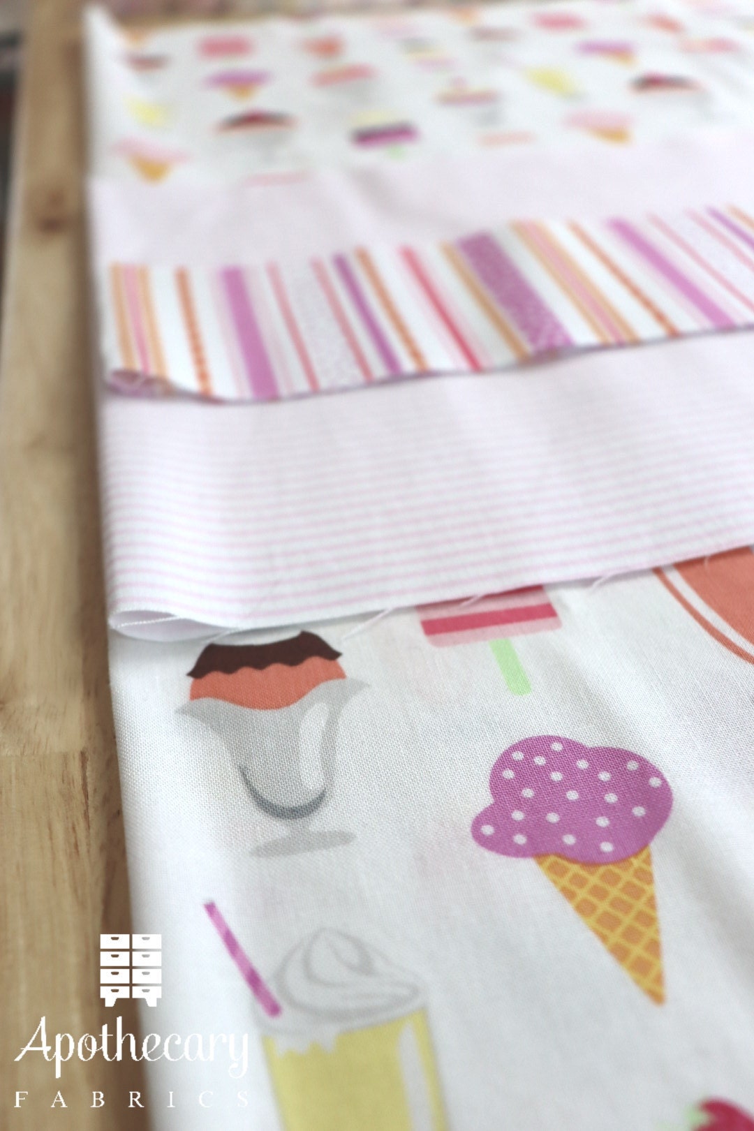 Folded edges of fabric lined up precisely.