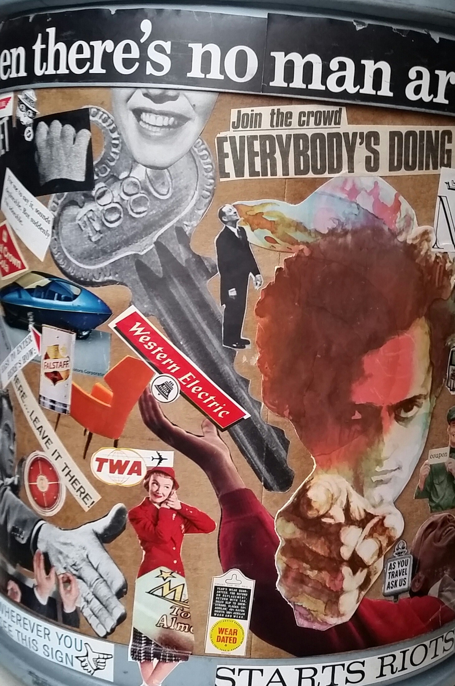 vintage ads collage art harry chapin richard nixon twa pinto