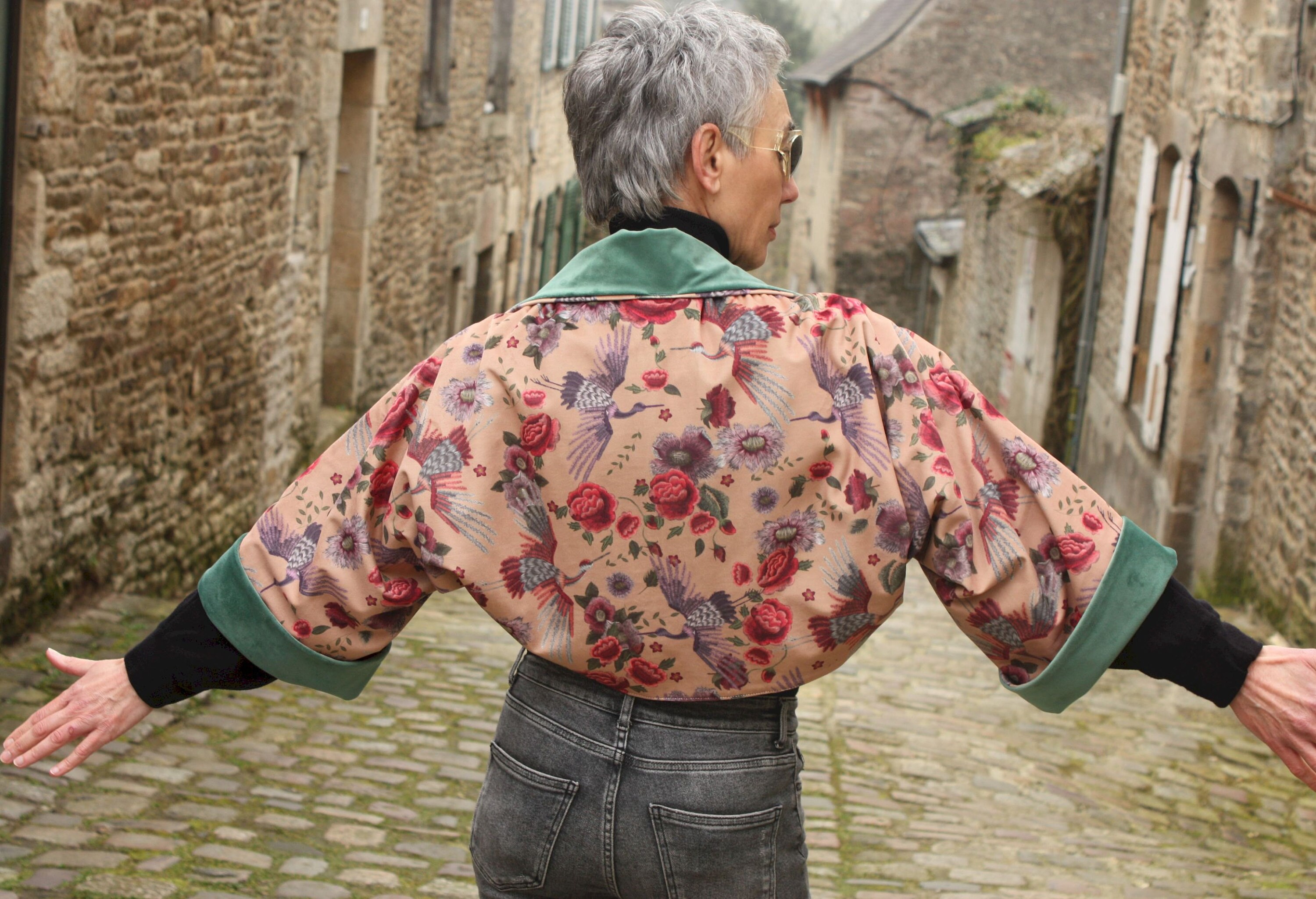 Boléro - Kimono Velours imprimé Fleurs