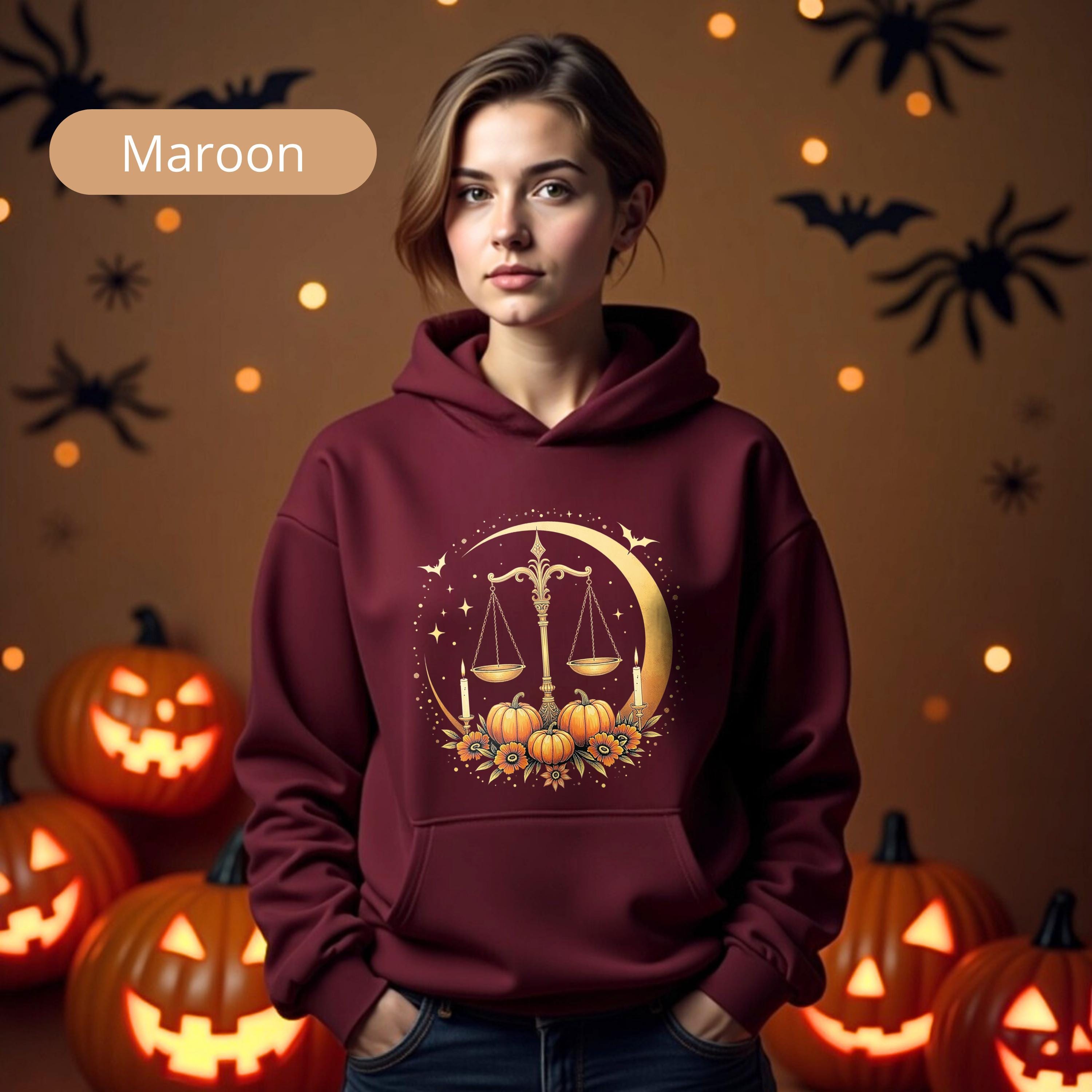 Halloween Libra Sweatshirt Hoodie – Zodiac Astrology Pumpkin Shirt – Cute Libra Halloween Top – Libra Gifts