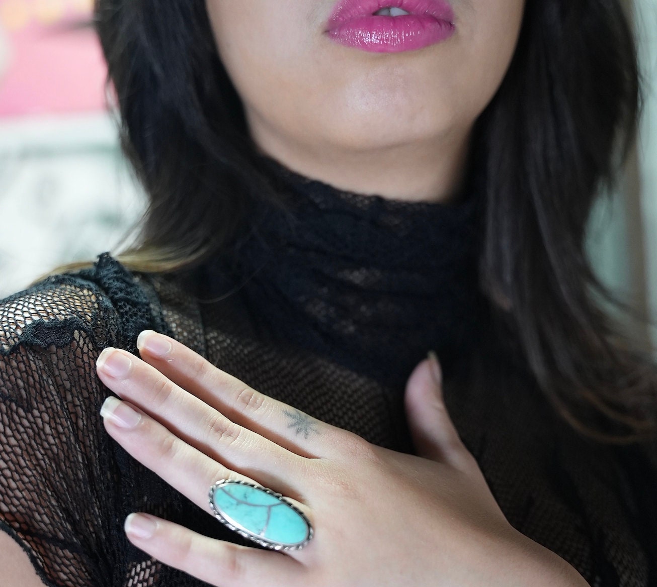 vintage oval Zuni turquoise ring