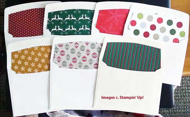 Set of 7 envelopes with liner paper in them.