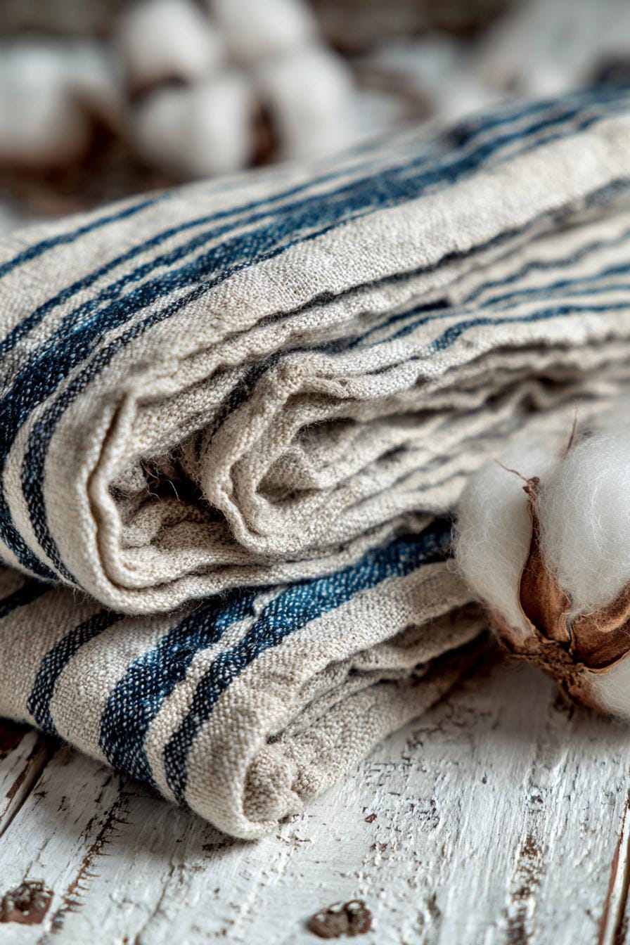 Linen Napkin with blue stripes