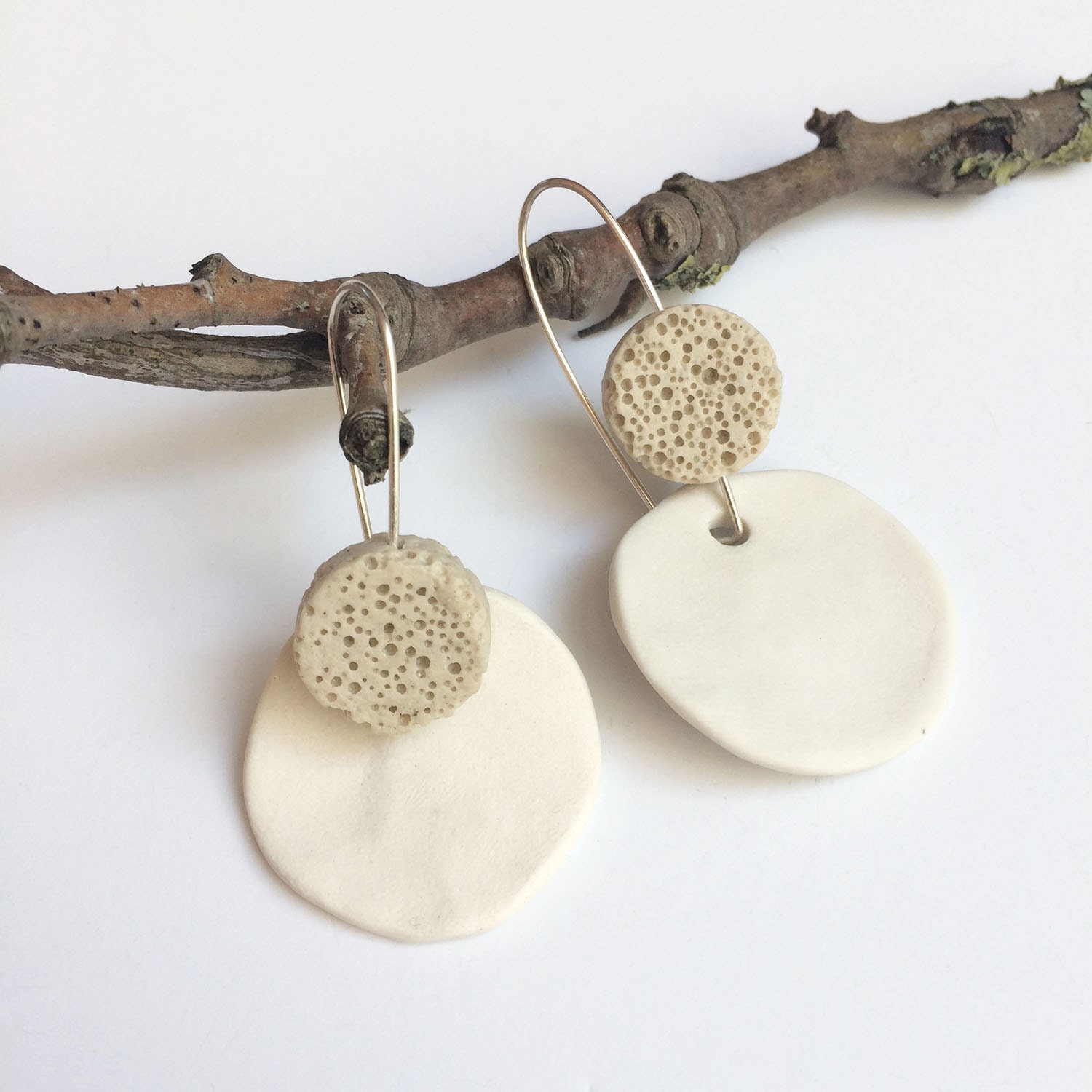 Porcelain and lava earrings