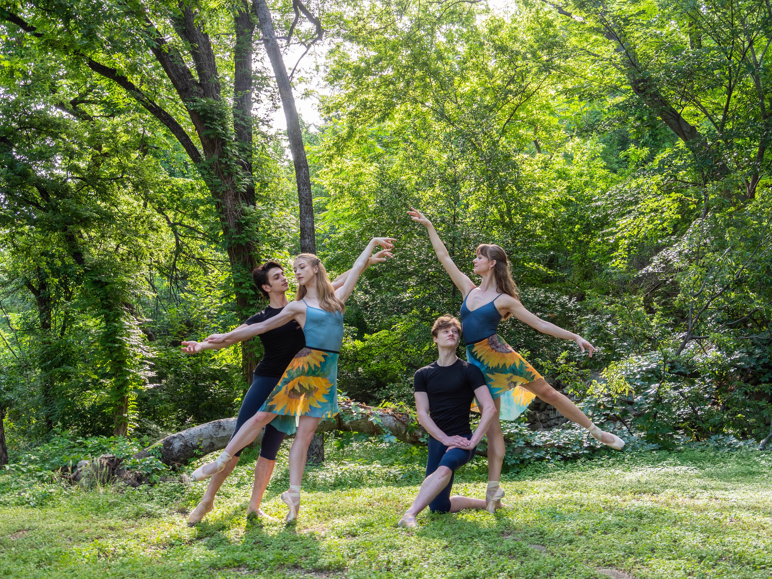 4 Dancers in Sunflower Skirts