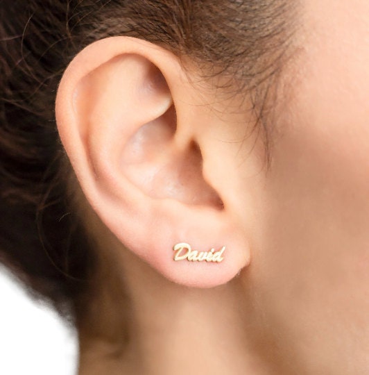 Custom Name Earrings, Personalized Earrings Silver, Stud Earrings, Name Earrings Solid Gold, Dainty Earrings Studs, Customized Gift for Her