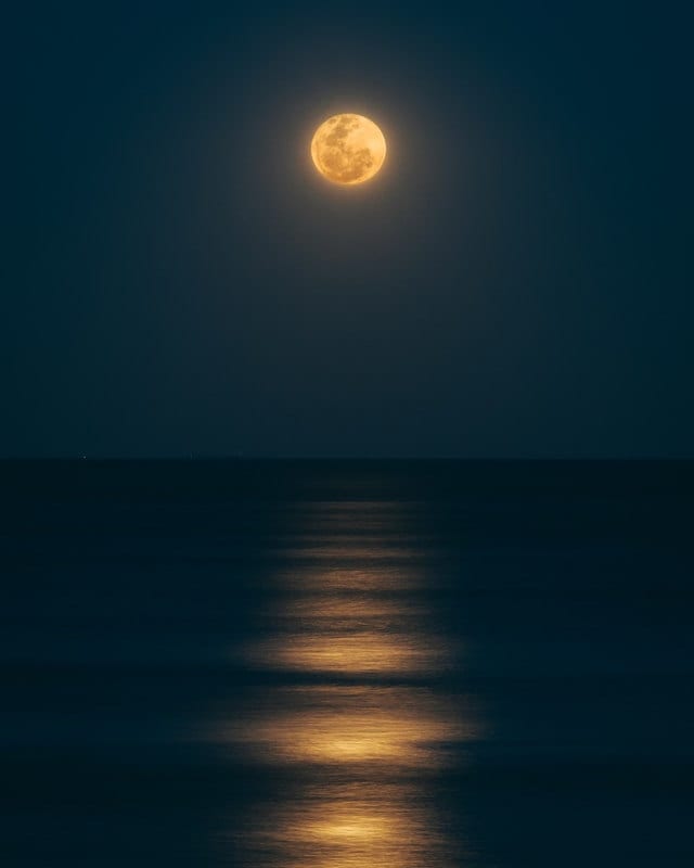full moon on the water