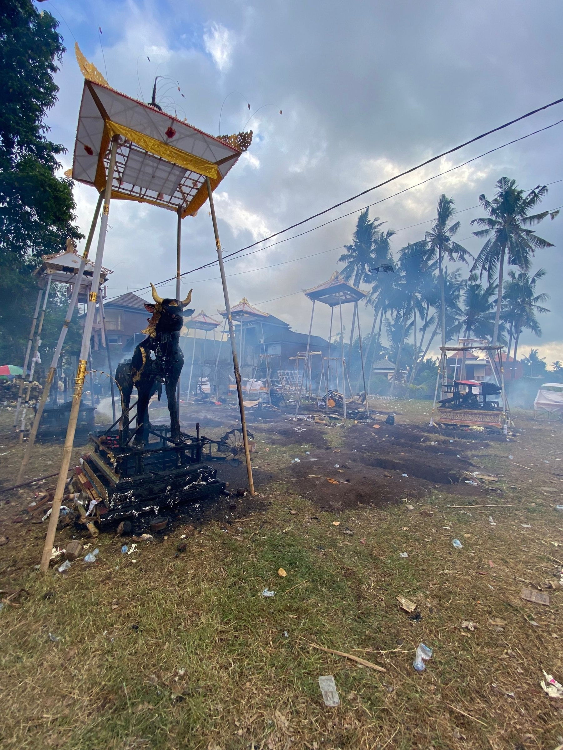 Cemetery after burning on Cremation Ceremony in Bali