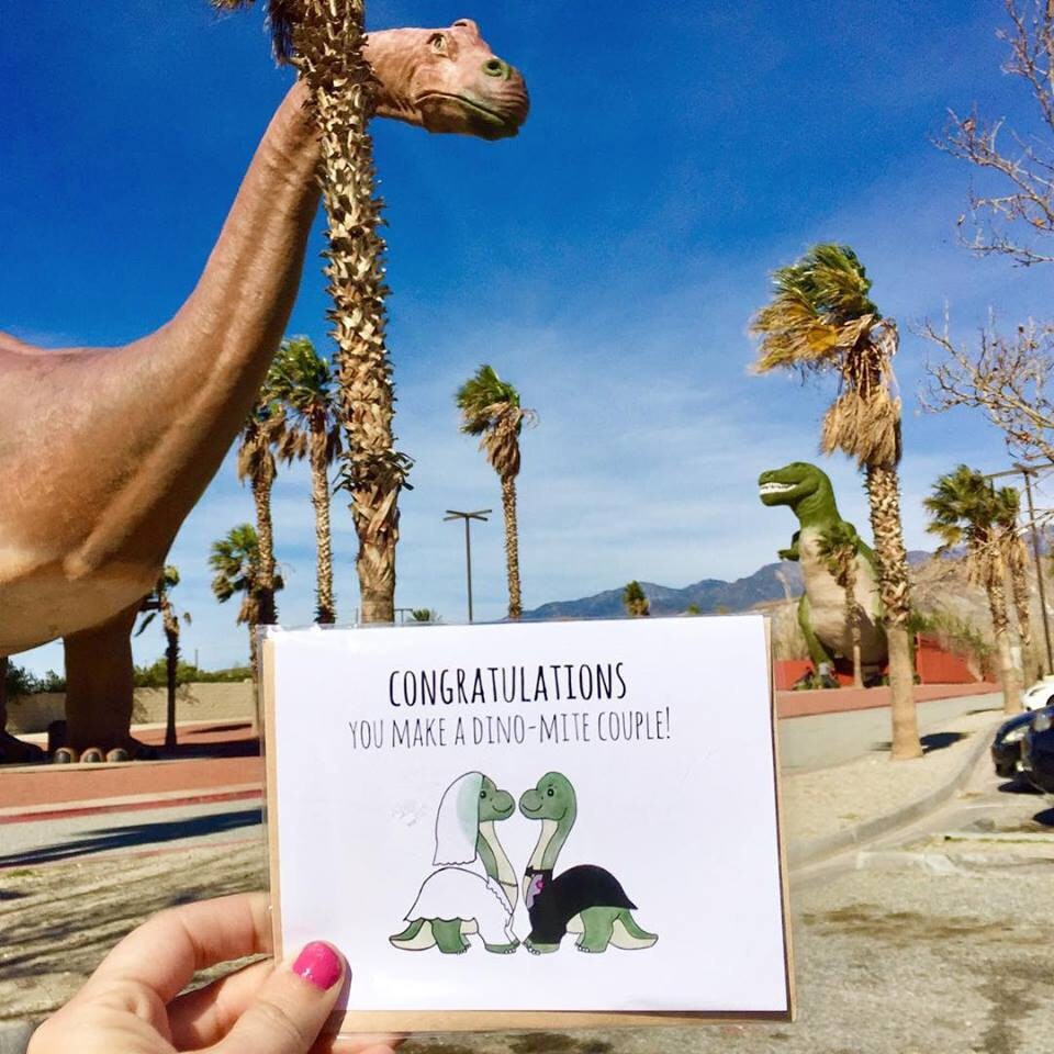 Cabazon Dinosaurs, Wedding Cards, Card for Wedding, Dinosaur Card, Dinosaur Puns, Dinosaur Wedding Gift, Palm Springs Dinosaurs
