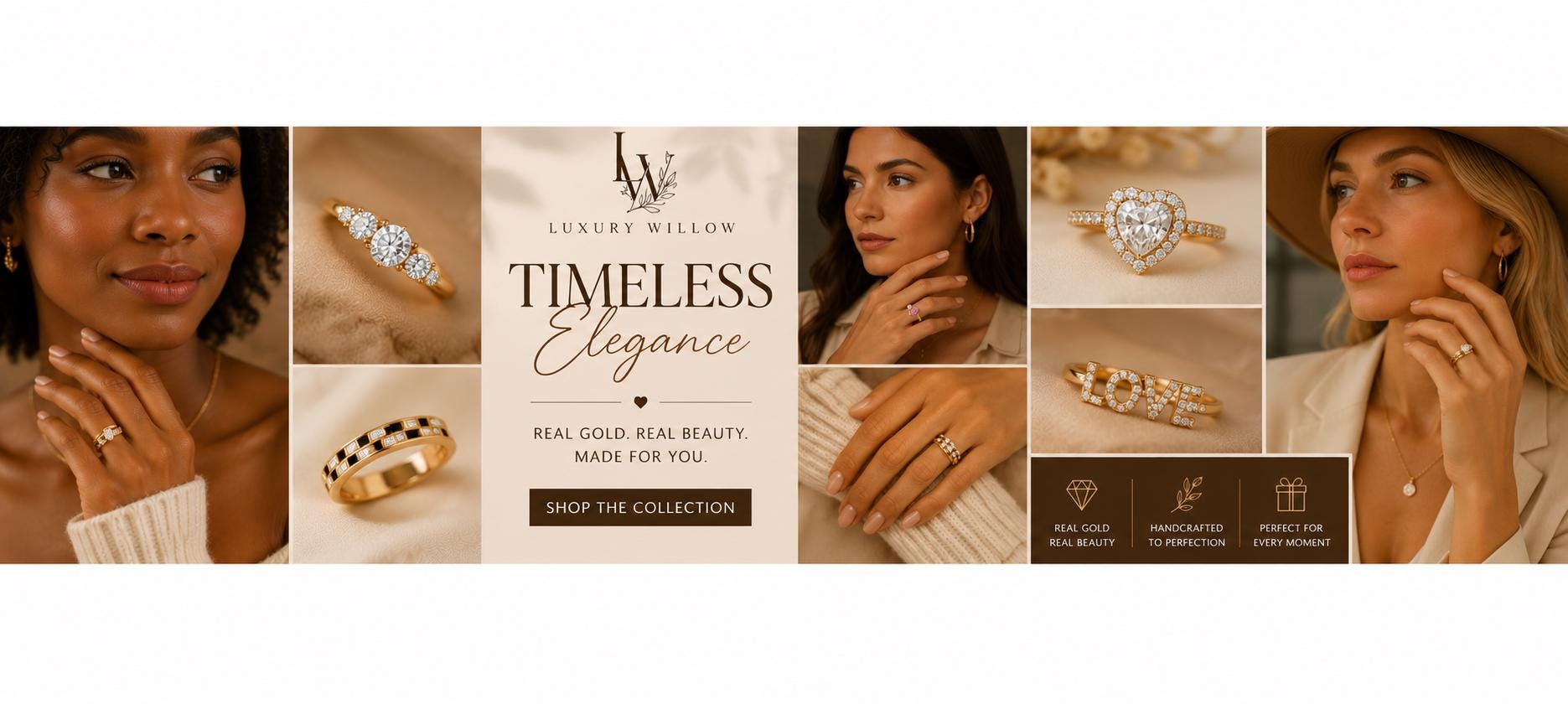 LuxuryWillow fine jewelry collection featuring personalized diamond rings, heart shaped diamond ring, custom gold rings and elegant handcrafted jewelry for women.