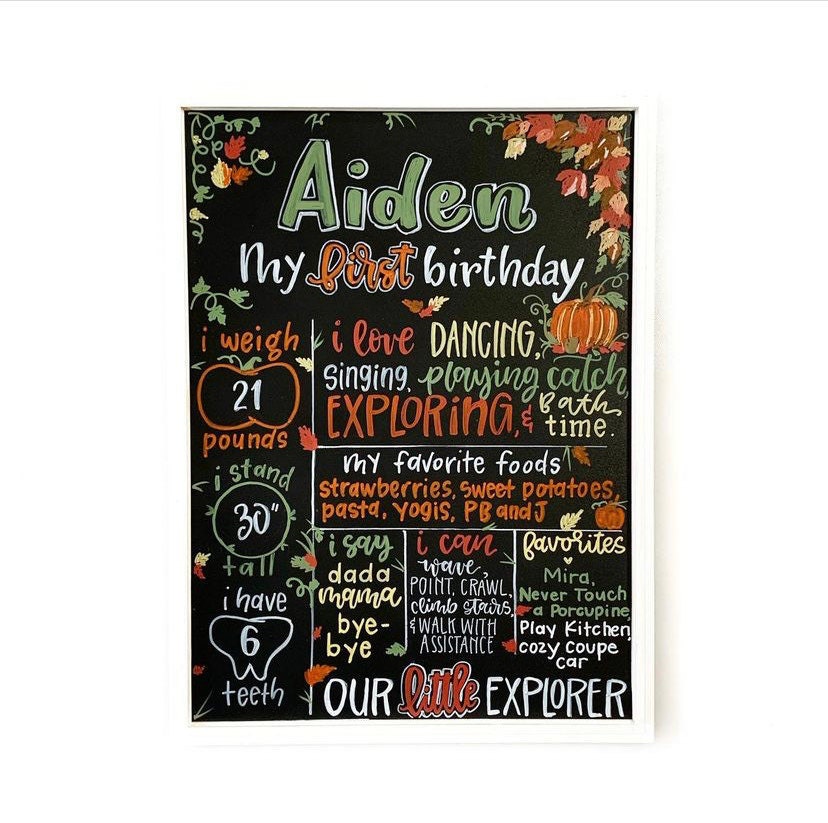 First Birthday Milestone Board-Pumpkin Themed