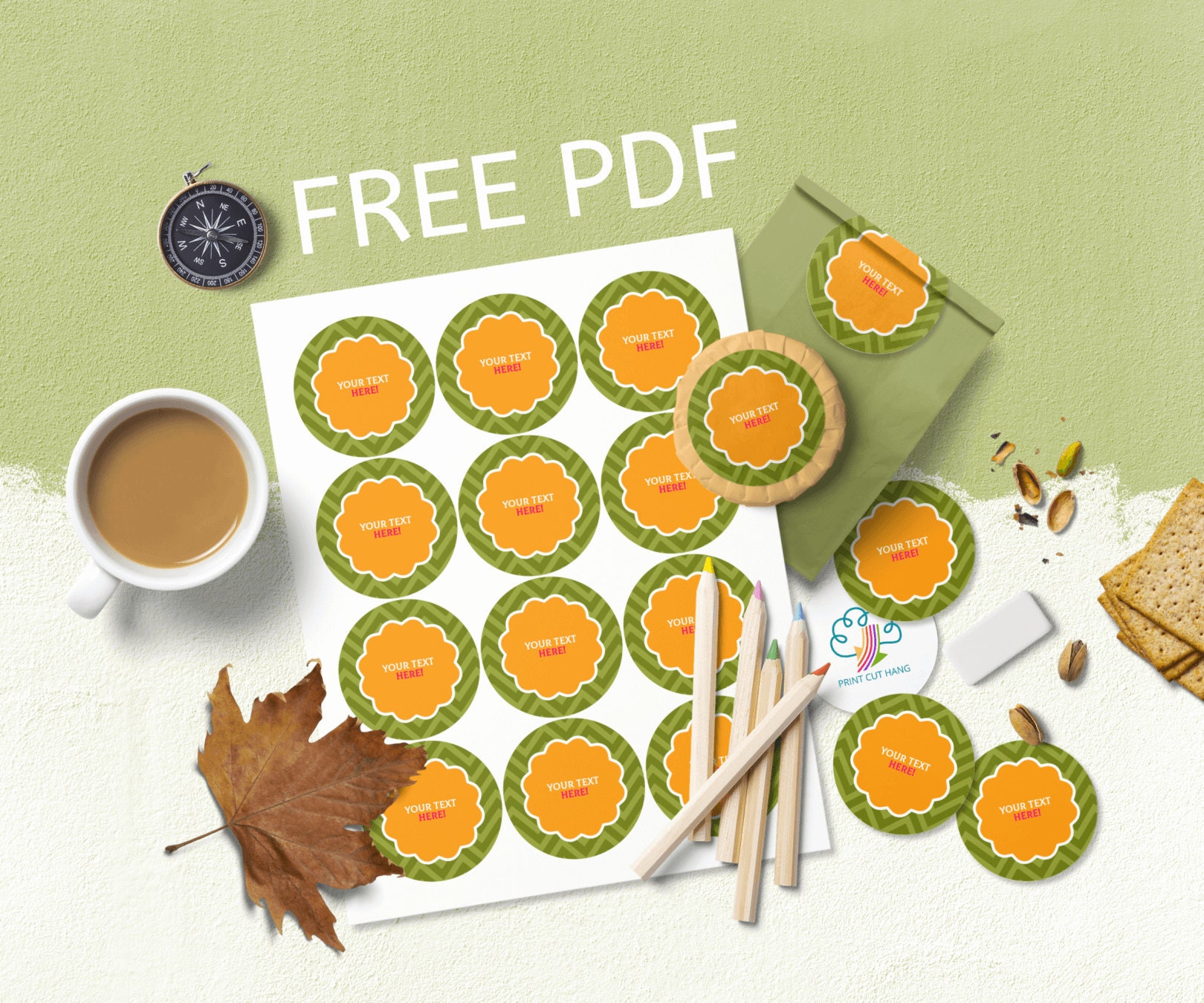 Free PDF file Fall Chevron Labels by Print Cut Hang