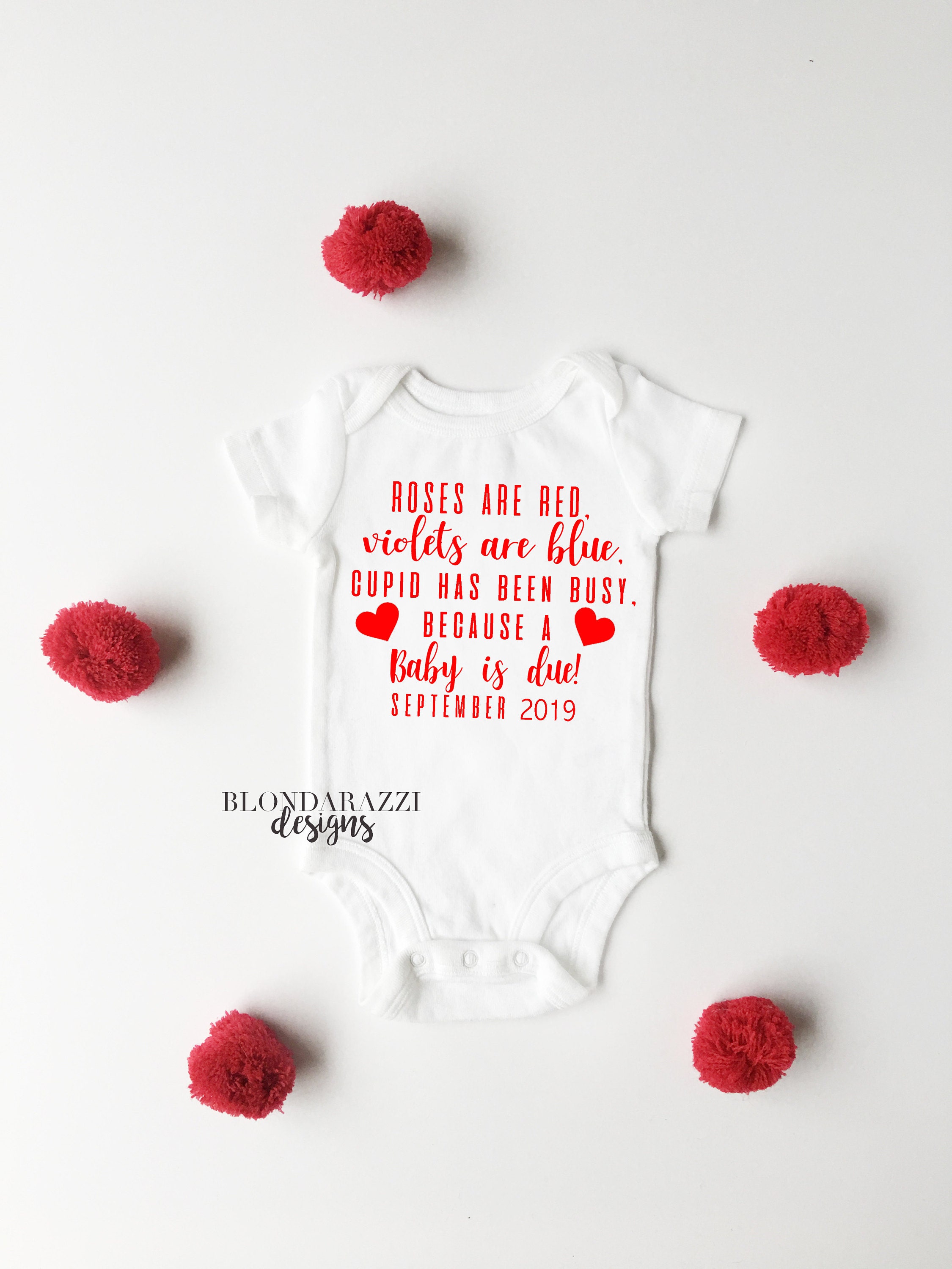 roses are red violets are blue baby announcement onesie for valentines day pregnancy