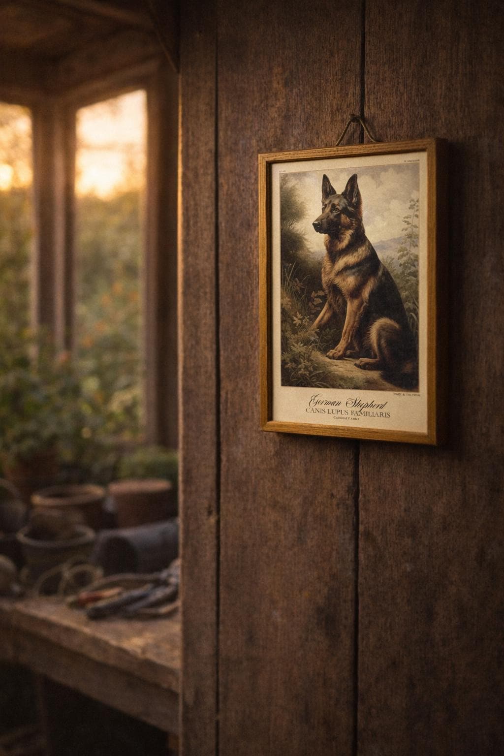 An art print of a German Shepherd