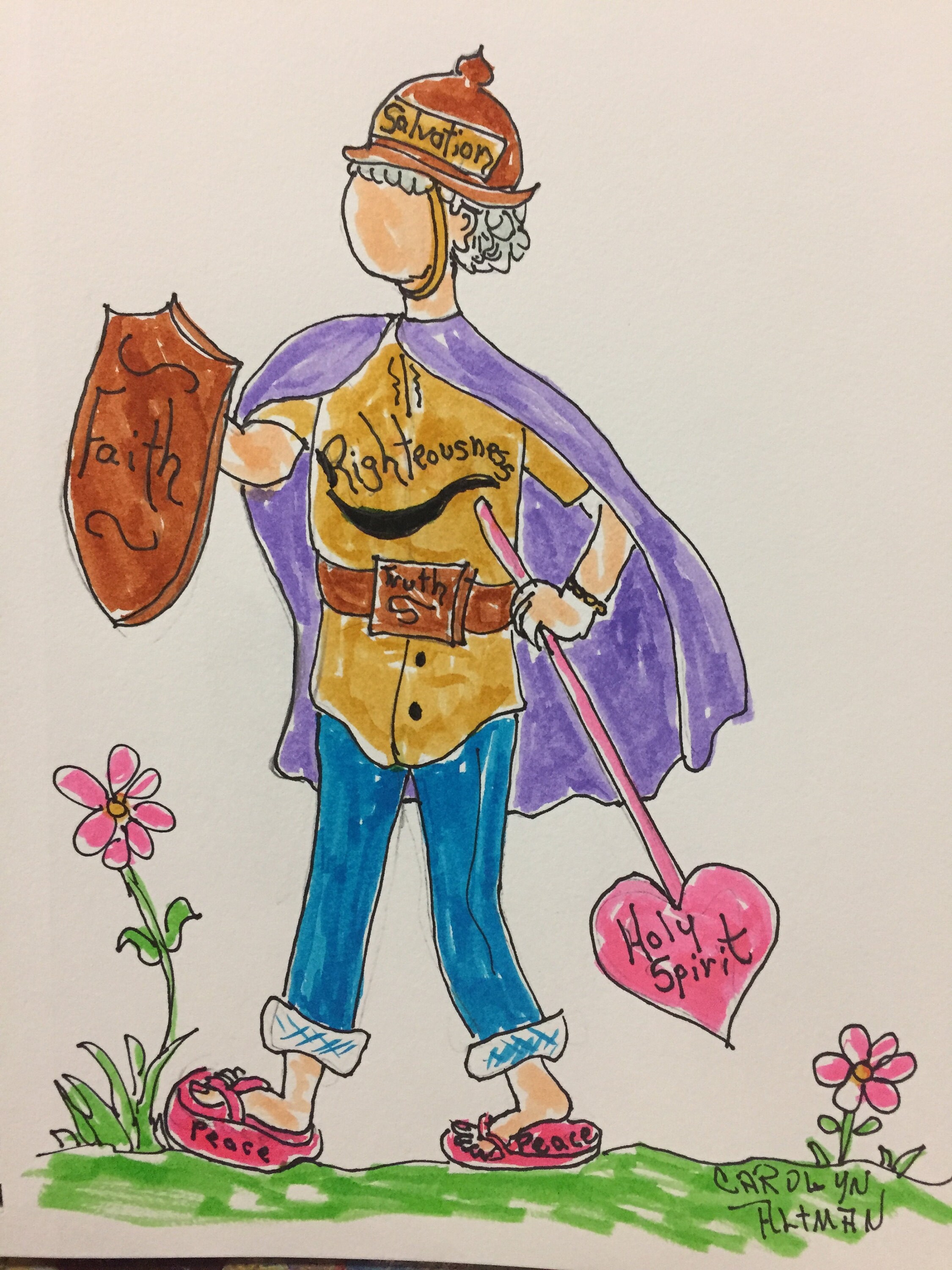 Armor of God coloring page by Carolyn Altman Art of Vernon TX