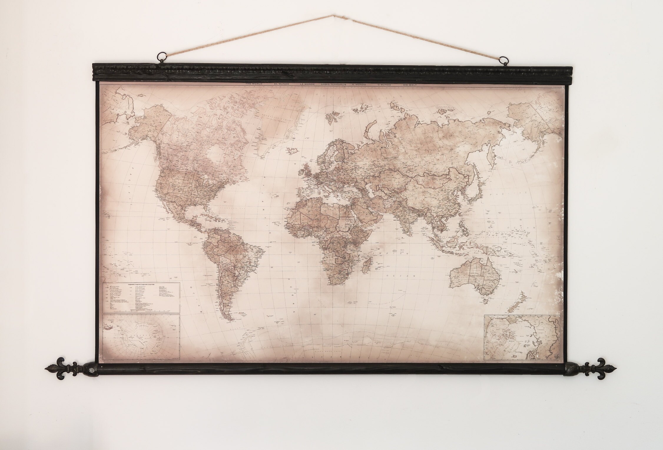 large canvas map, black frame wood, black steel, black satin edges, detailed map, gift for loved one