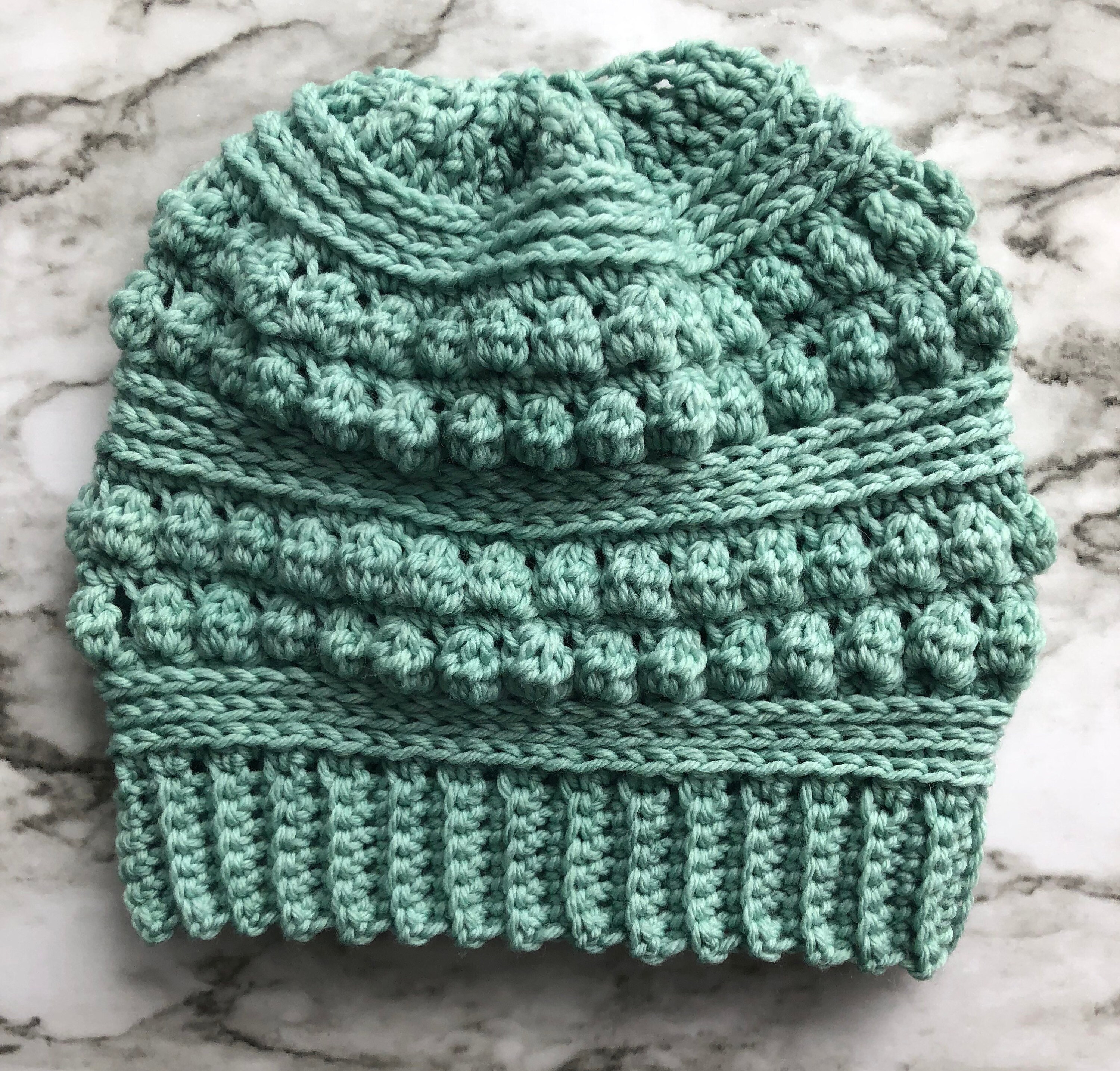 Teal crochet hat