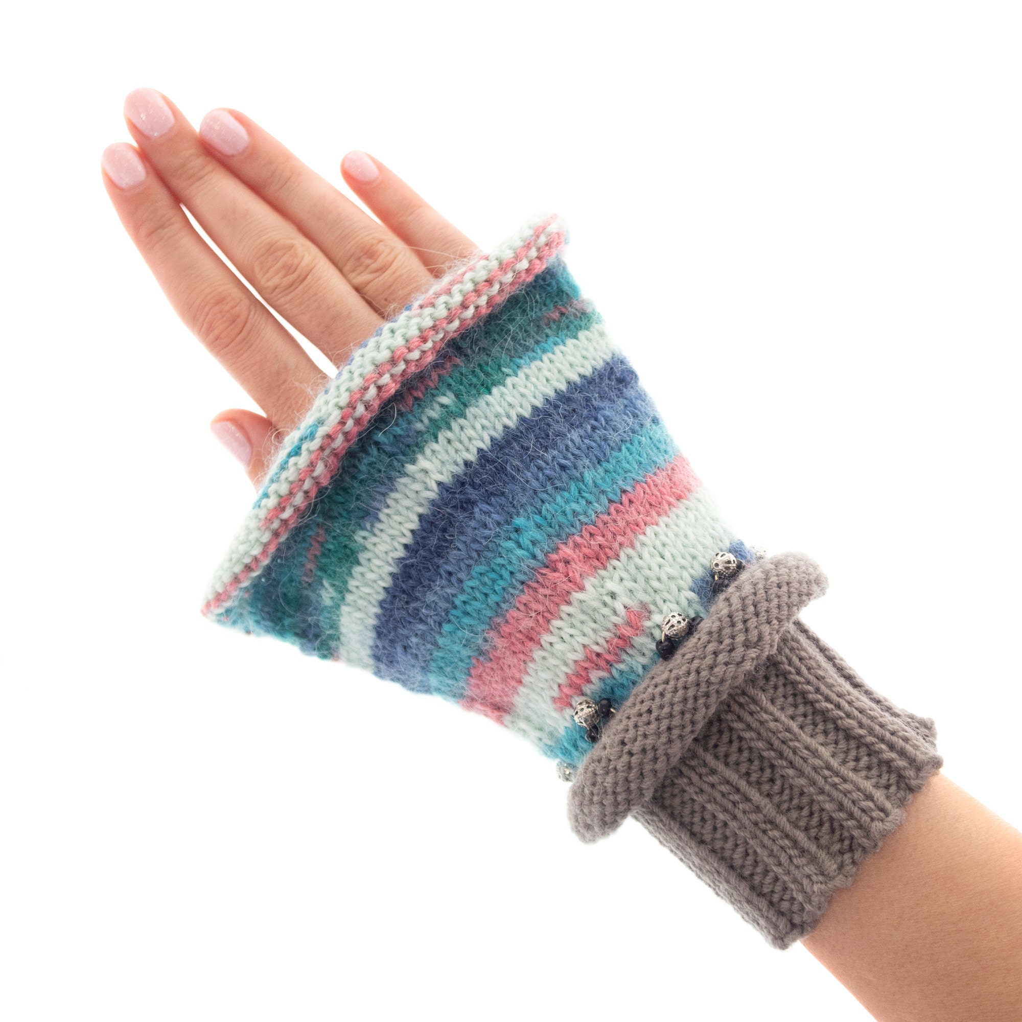 handmade mittens gloves for women, winter cable knit gloves