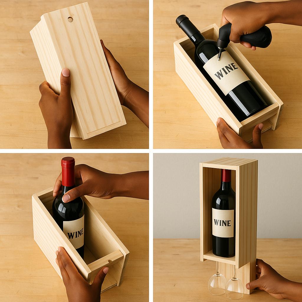 Transforme o simples em extraordinário! Cada peça é feita à mão com amor e criatividade, reutilizando caixas de vinho de madeira para criar organizadores, luminárias, mini bares e muito mais. 🌱✨ Sustentável, charmosa e única – perfeita para quem valoriza decoração com alma e propósito.