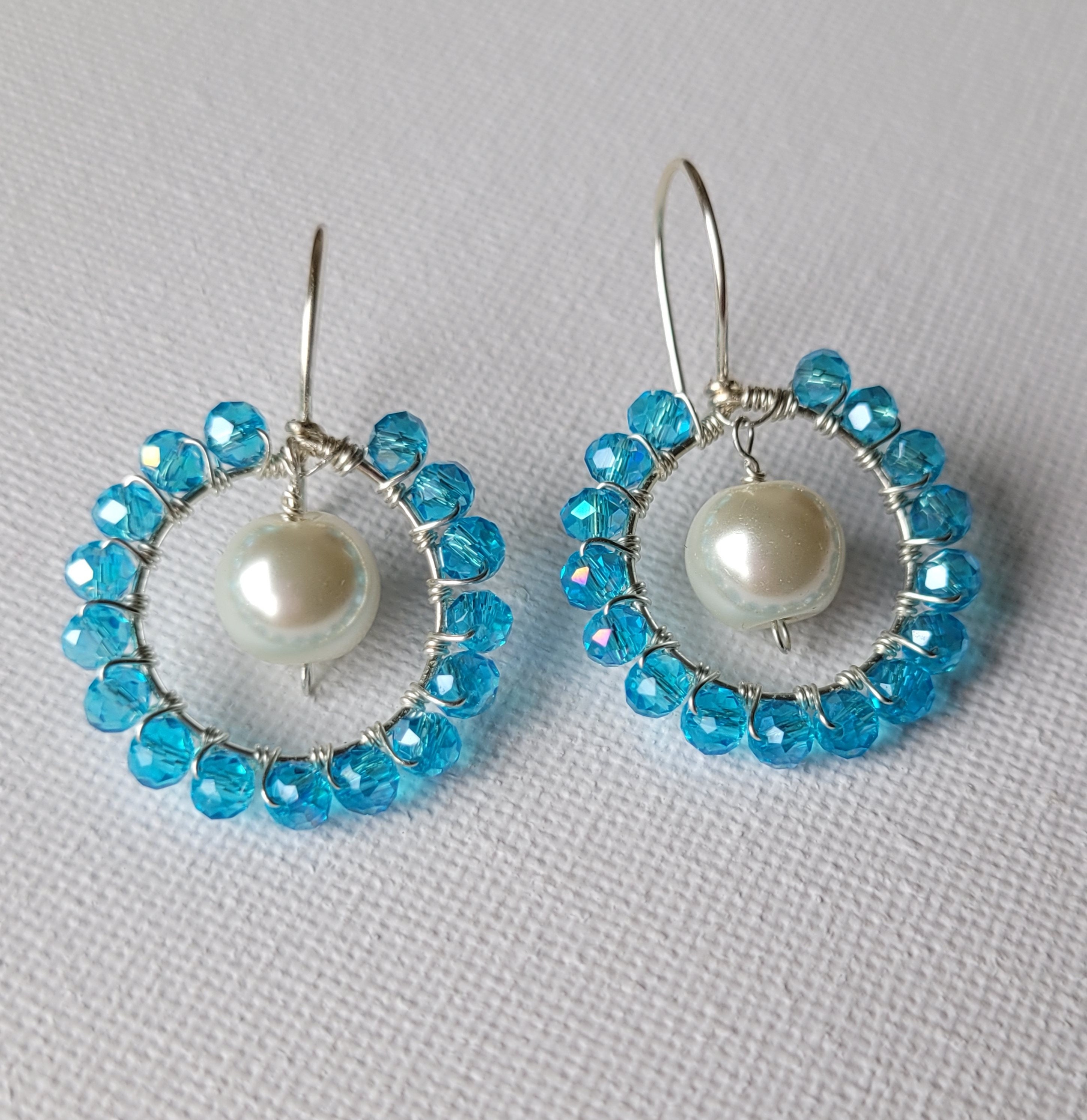 Wire wrap hoop earrings