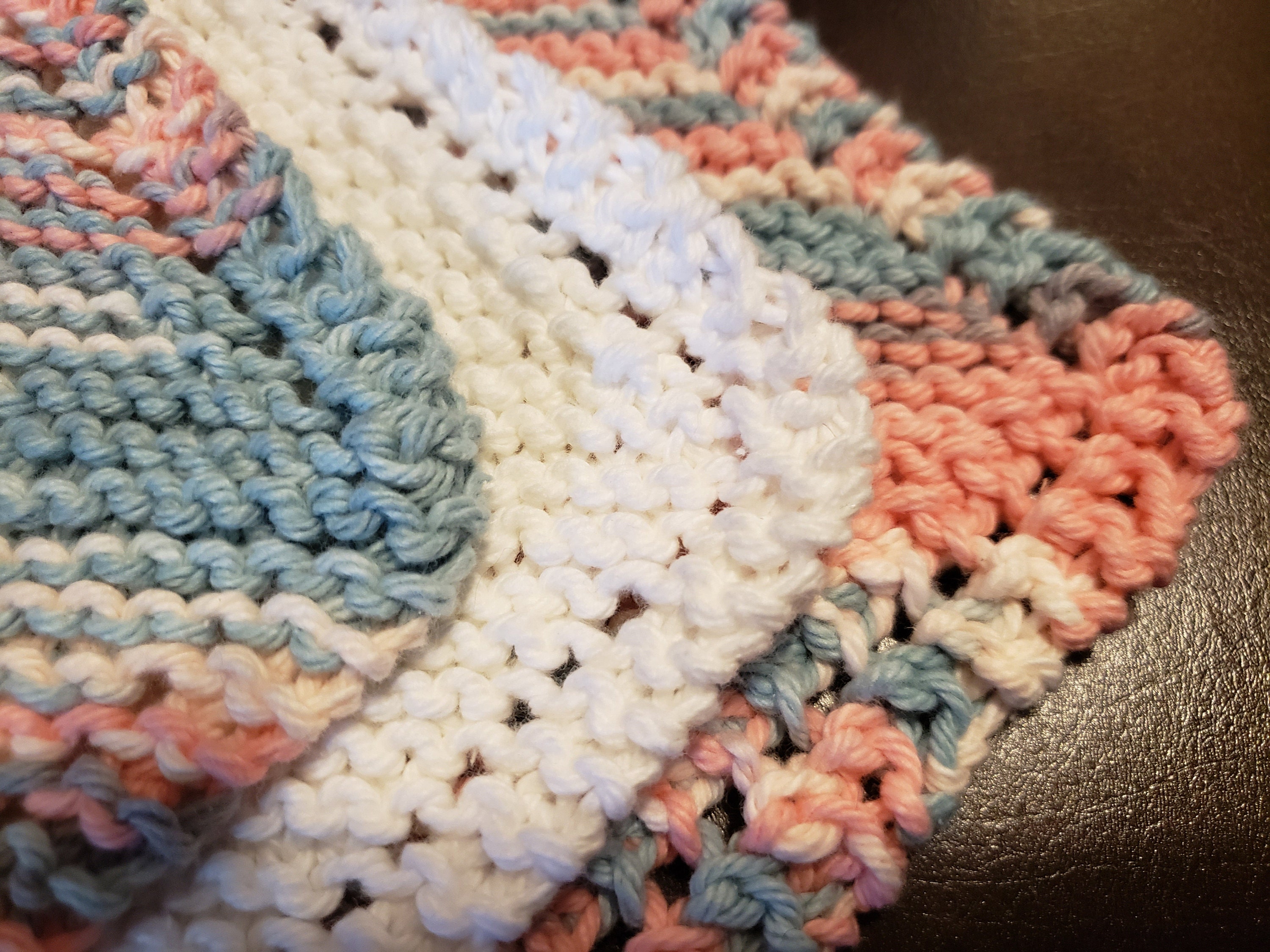 pink blue varigated dishcloths