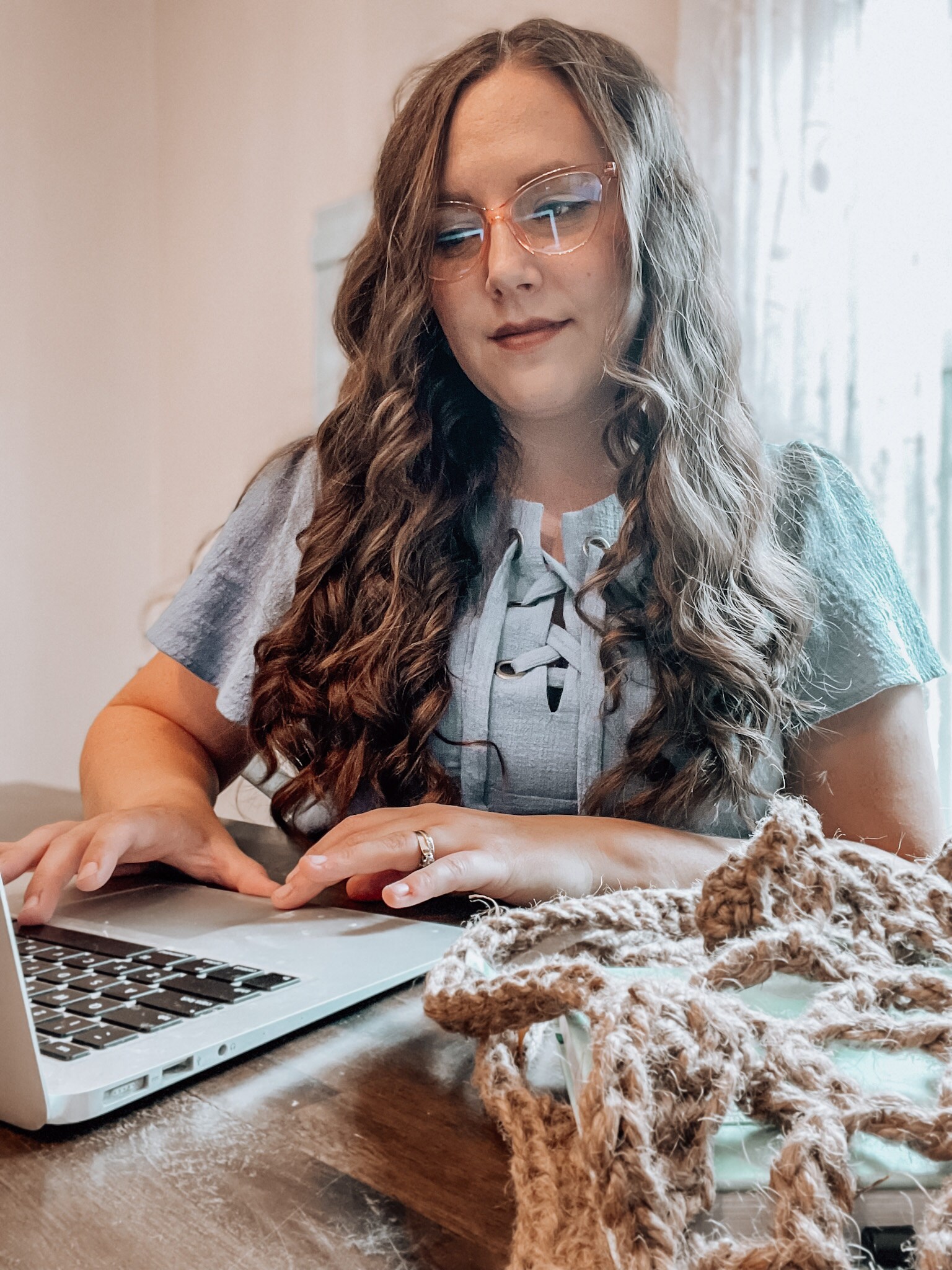 Woman working on laptop
