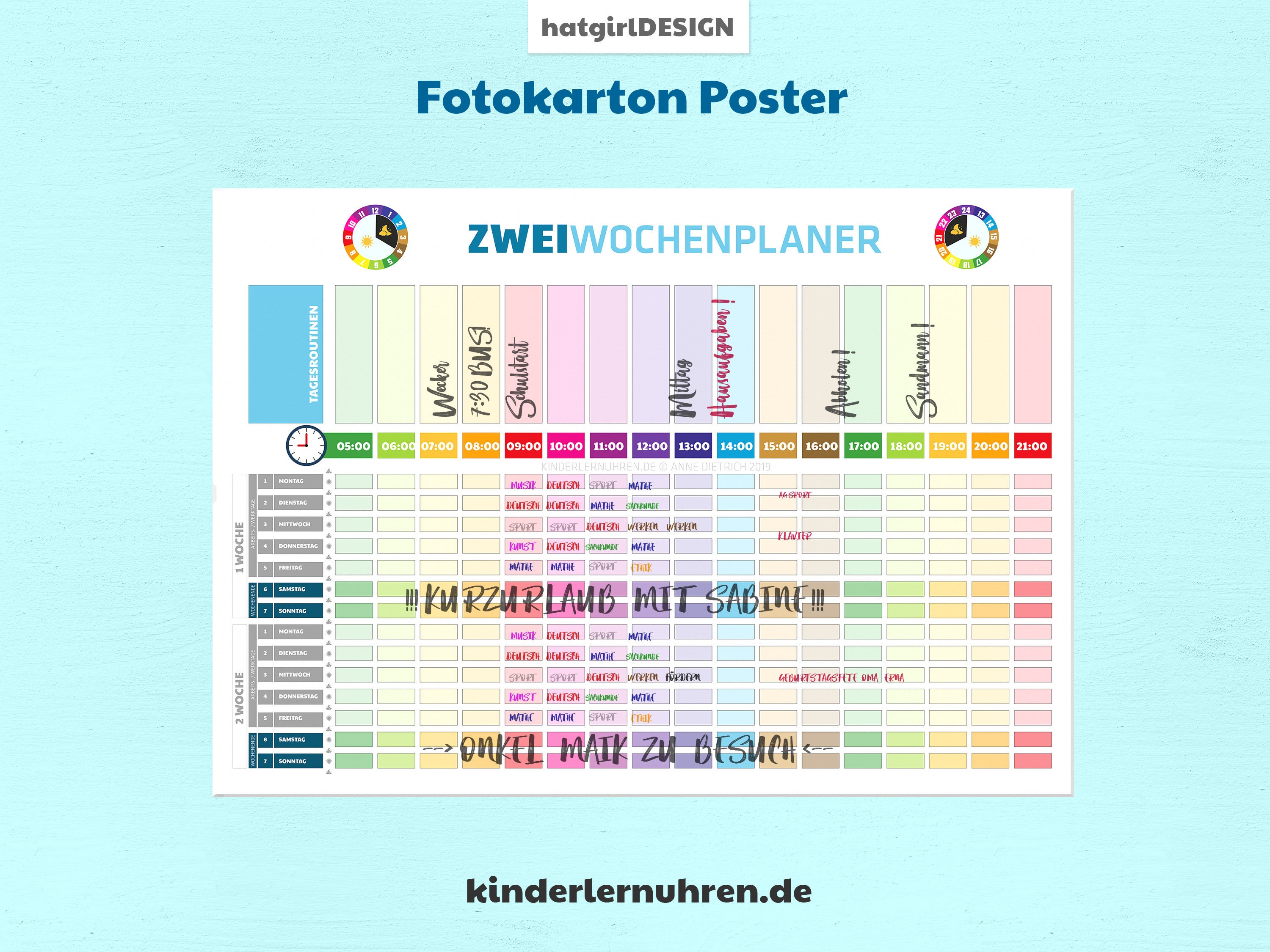 Zwei Wochenkalender für Kinder im Wechselmodel