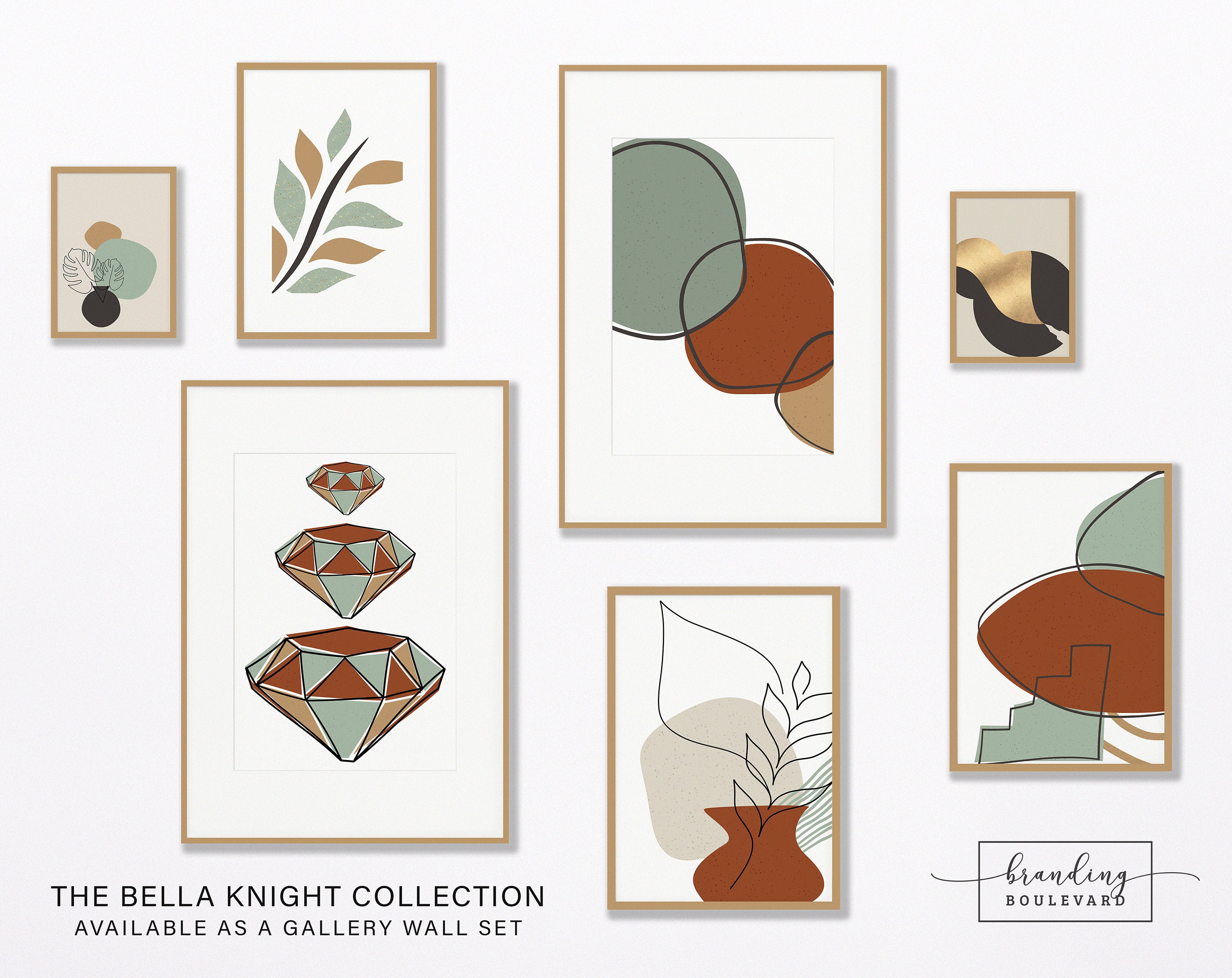 Mid Century Modern Gallery Wall Art Print Set - Bella Knight Collection
