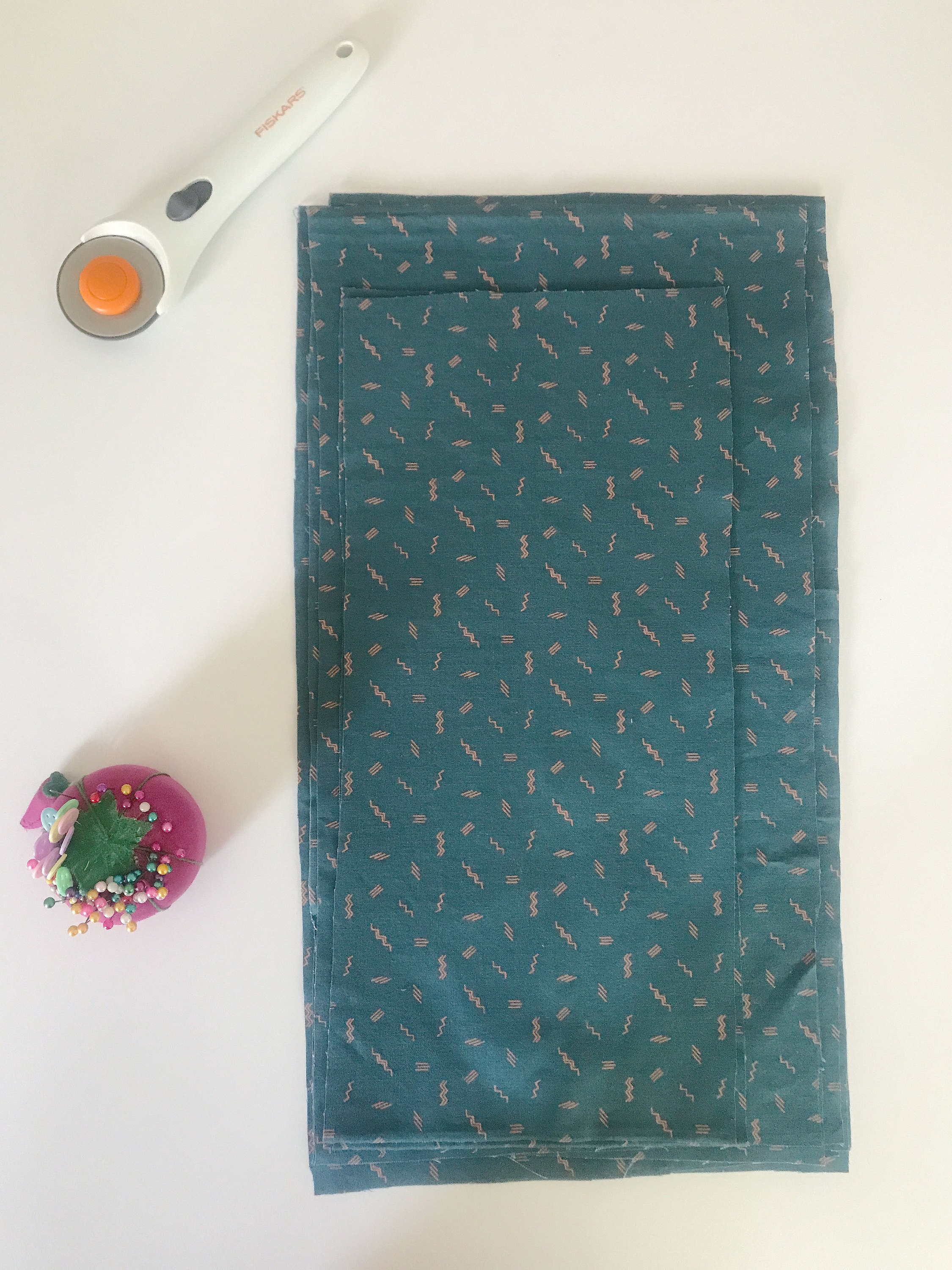 Figo Fabric Treehouse Zigzag in Zeal for pleated masks.
