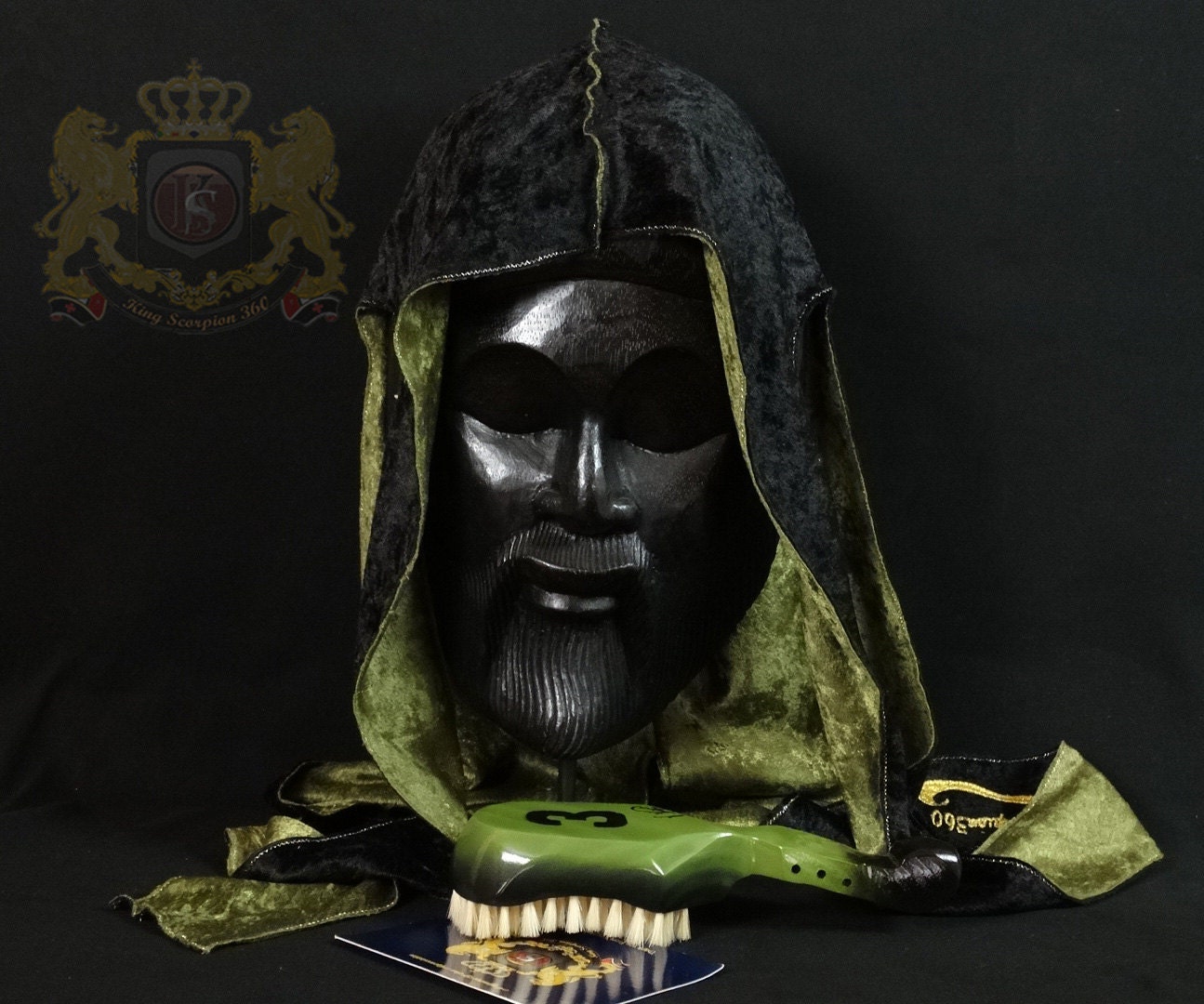 New! 2018 King Scorpion 360 Lime Green & Black Custom 360 Wave Brush Signature Edition-New! Olive Green/Panther Black Fat Lace Velvet Du-Rag
