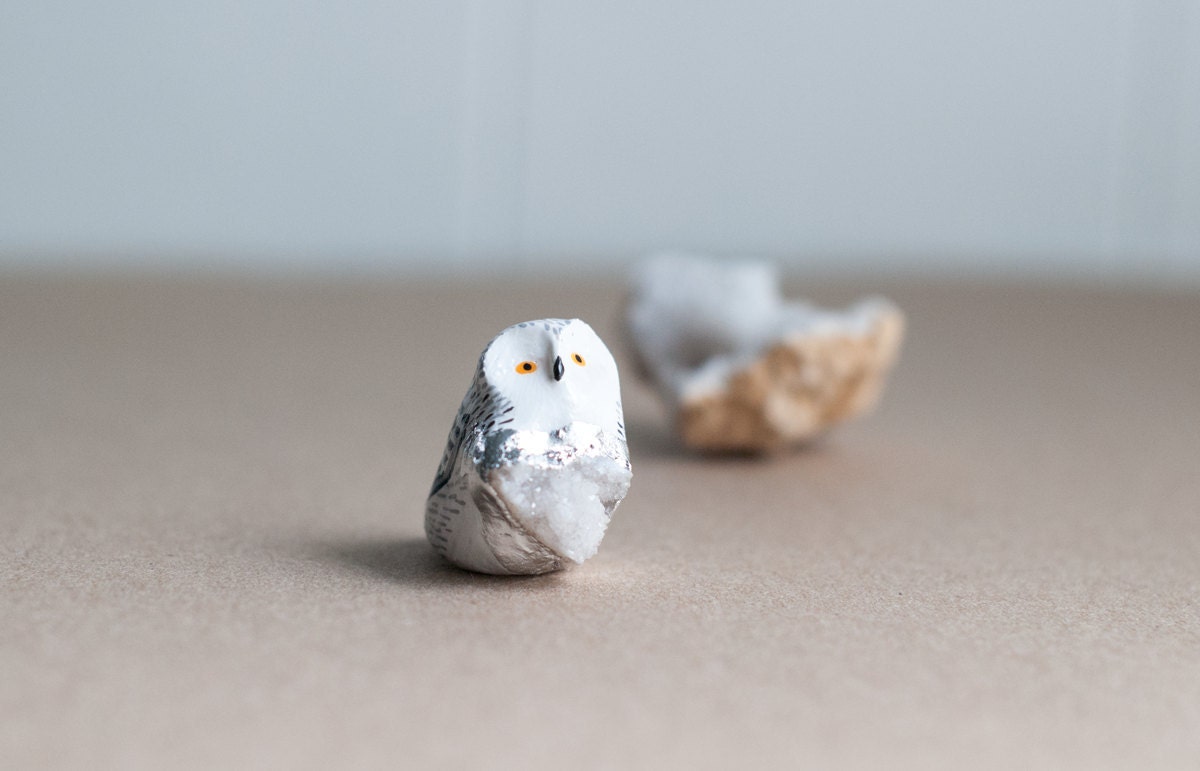 Barn Owl Talisman with Druzy