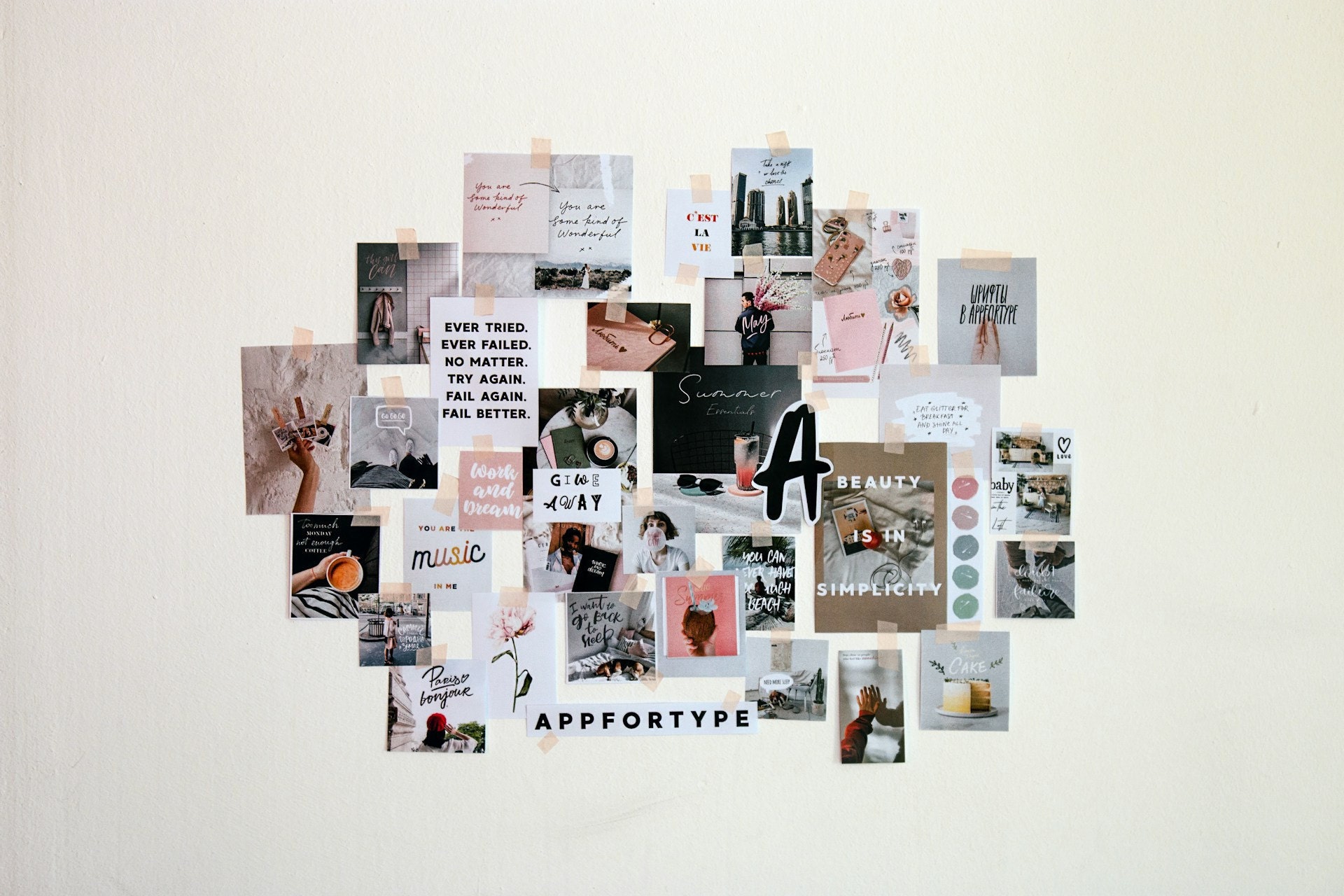 Wall collage with tape