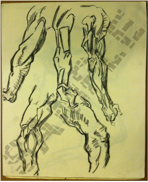 Prof. Pearlstein AD113 Life Drawing class-College#3-1991