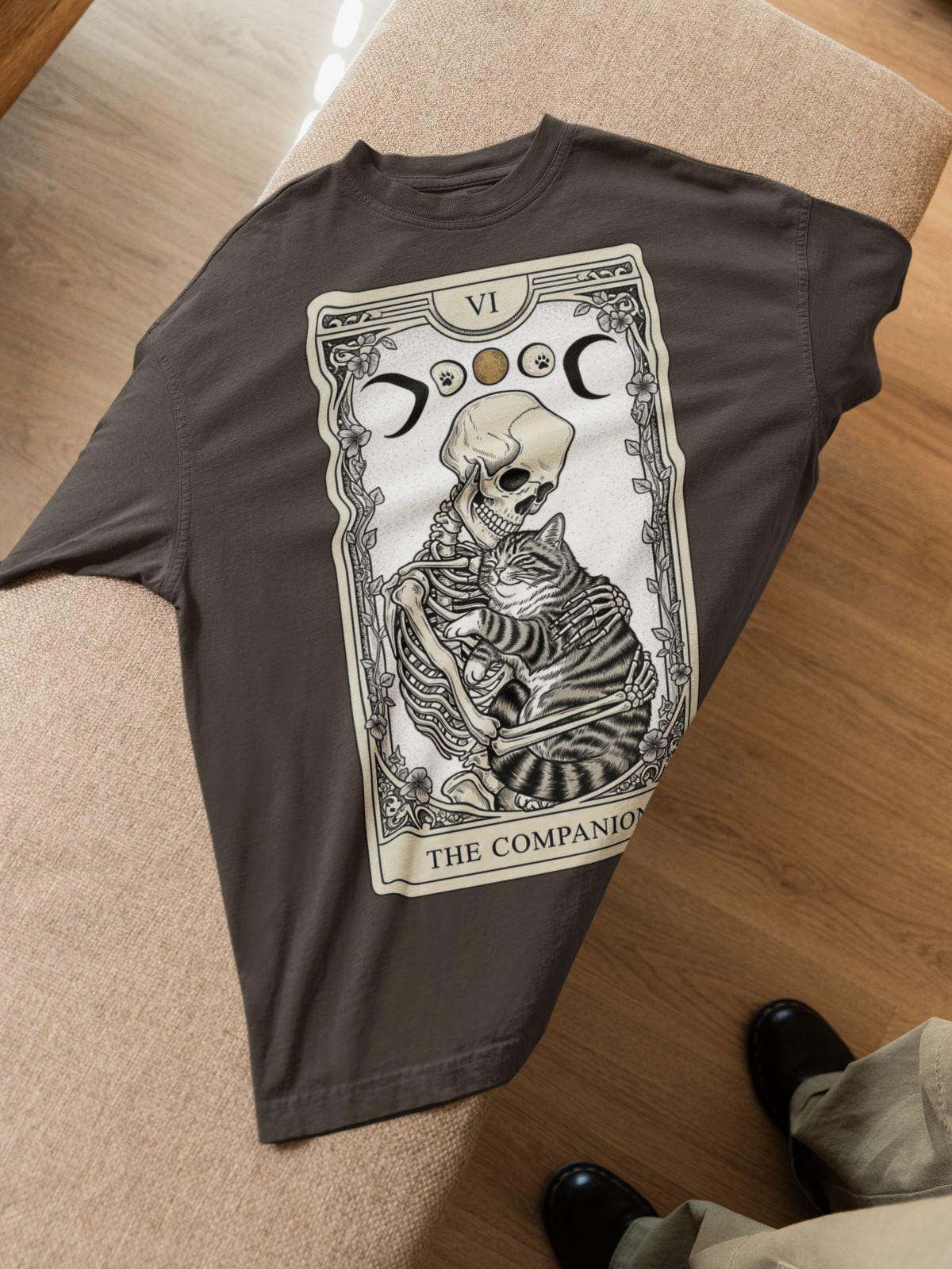 The Companion Cat Tarot Card Shirt | Witchy Celestial Graphic Tee | FamiliarThreadsCo