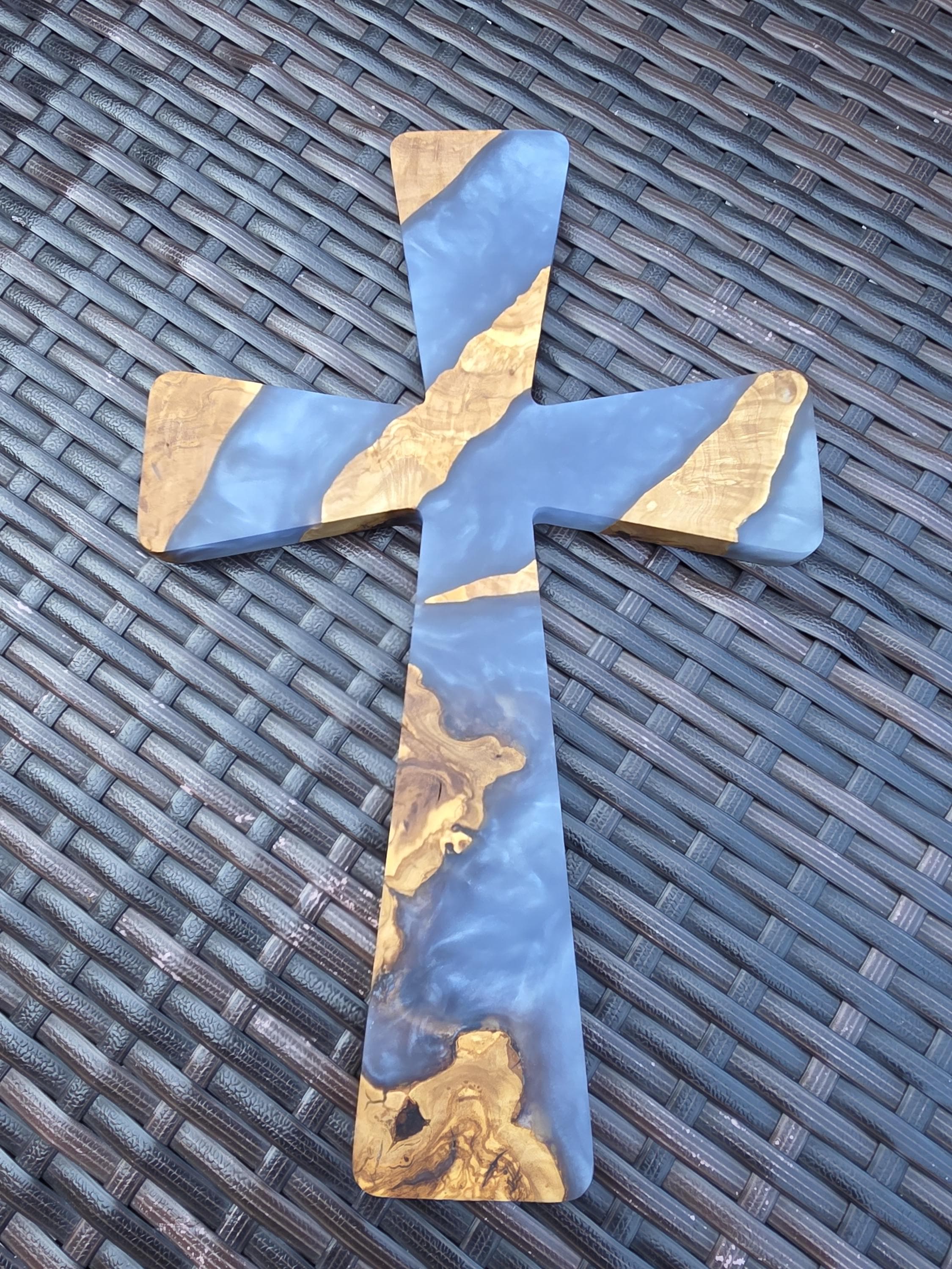 epoxy resin cross, olive wood cross
