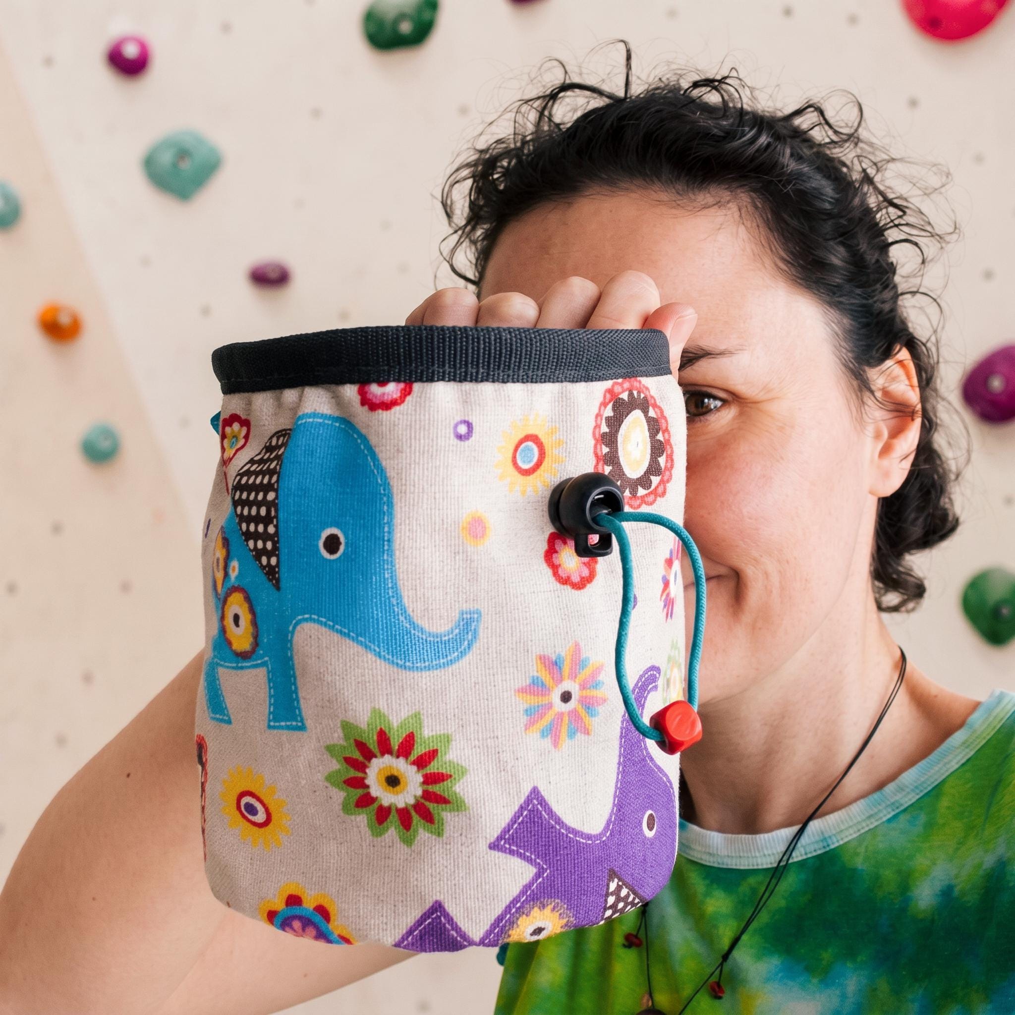 nadamlada handmade chalk bags for rock climbing and bouldering high quality unique designs playful colors