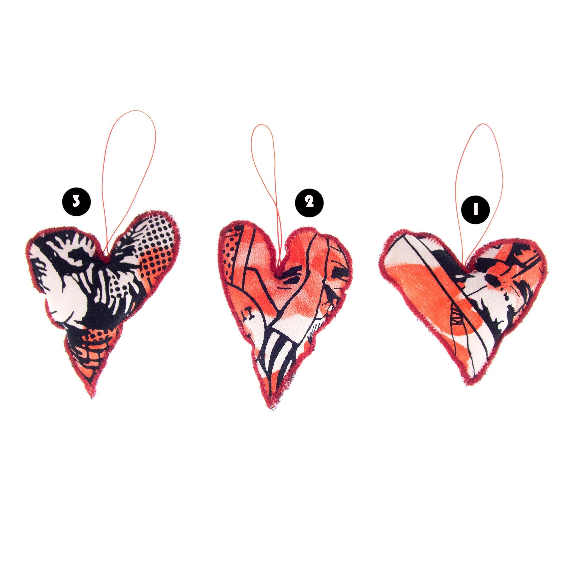 handmade fabric heart in black and red valentines day gift