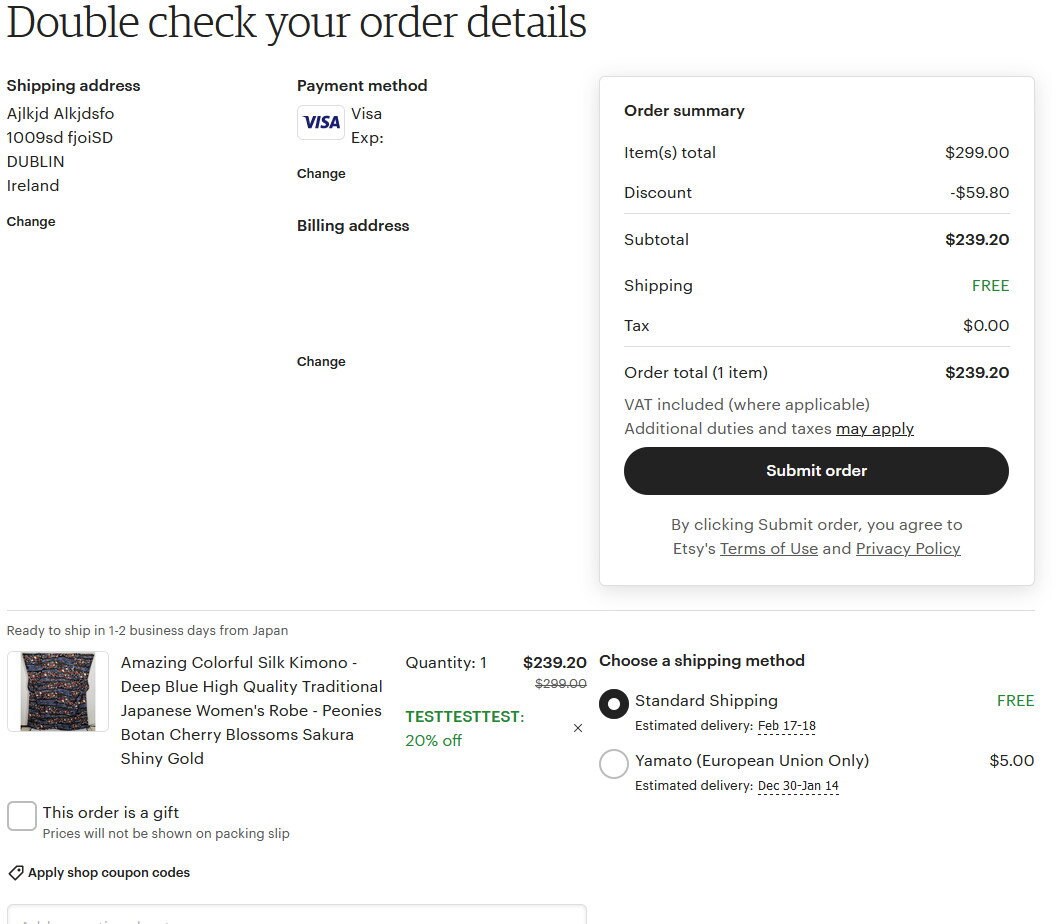 Coupon added to order
