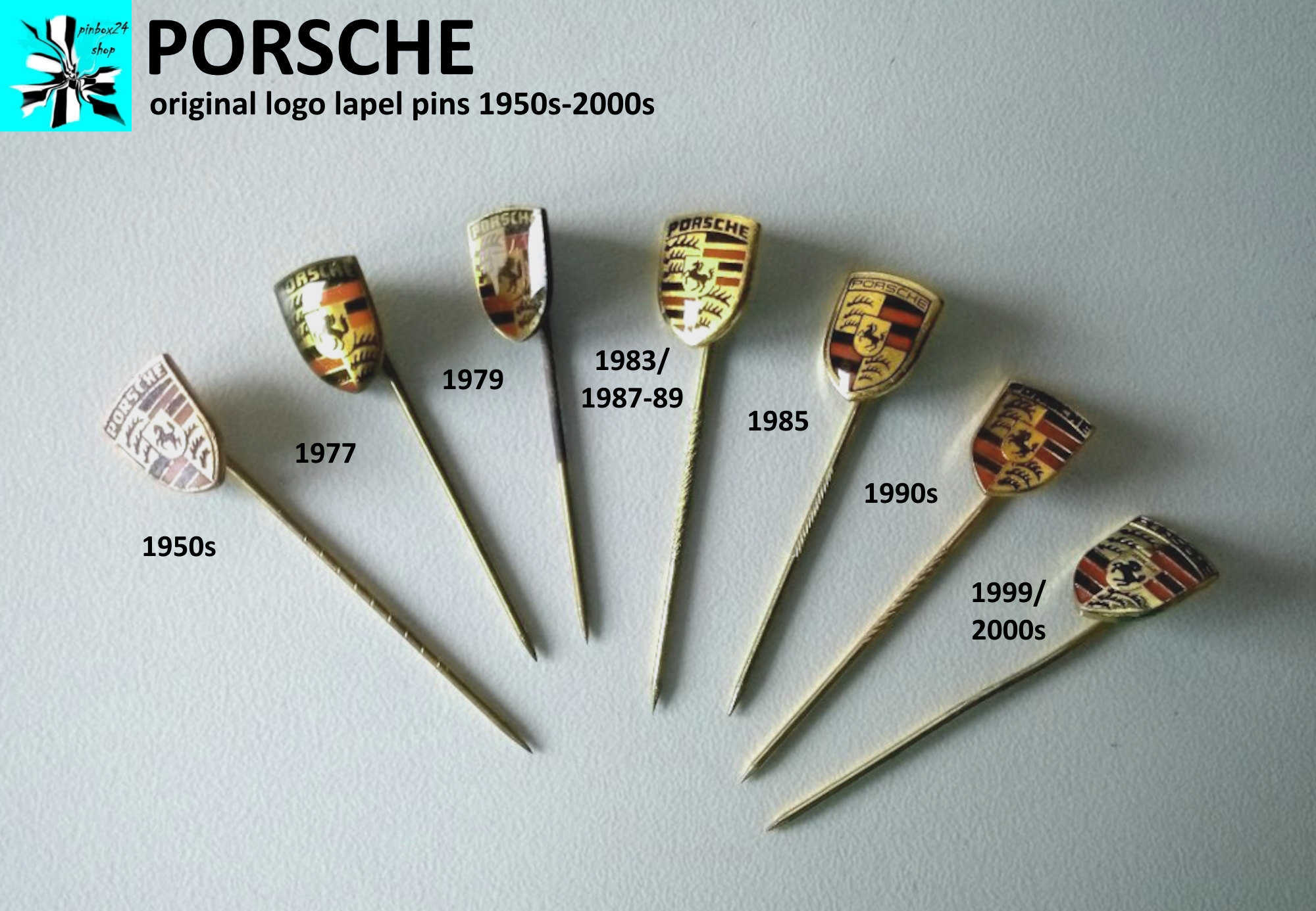 Porsche Logo Anstecnadeln 1950er bis frühr 2000er