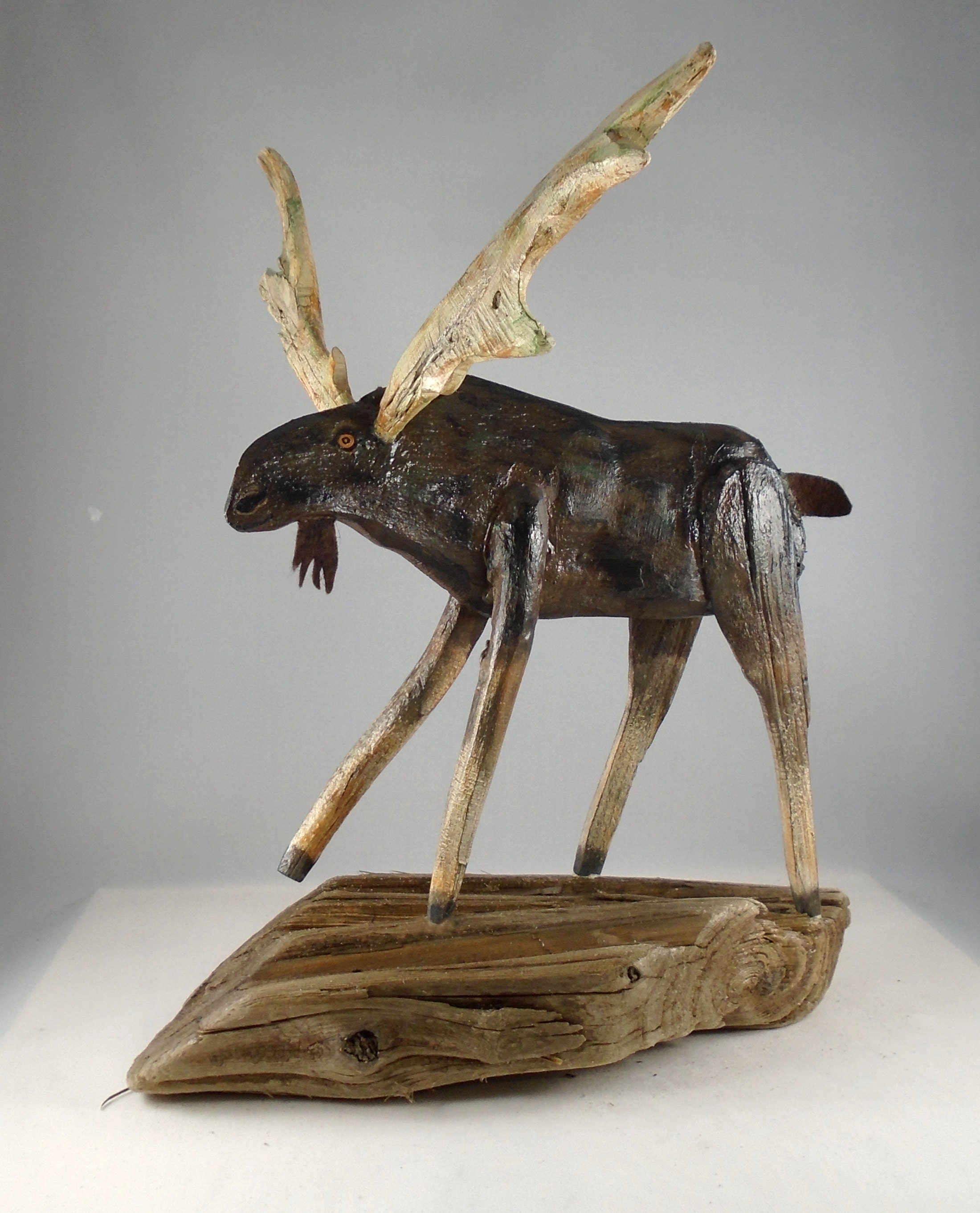 Folk Art Driftwood moose