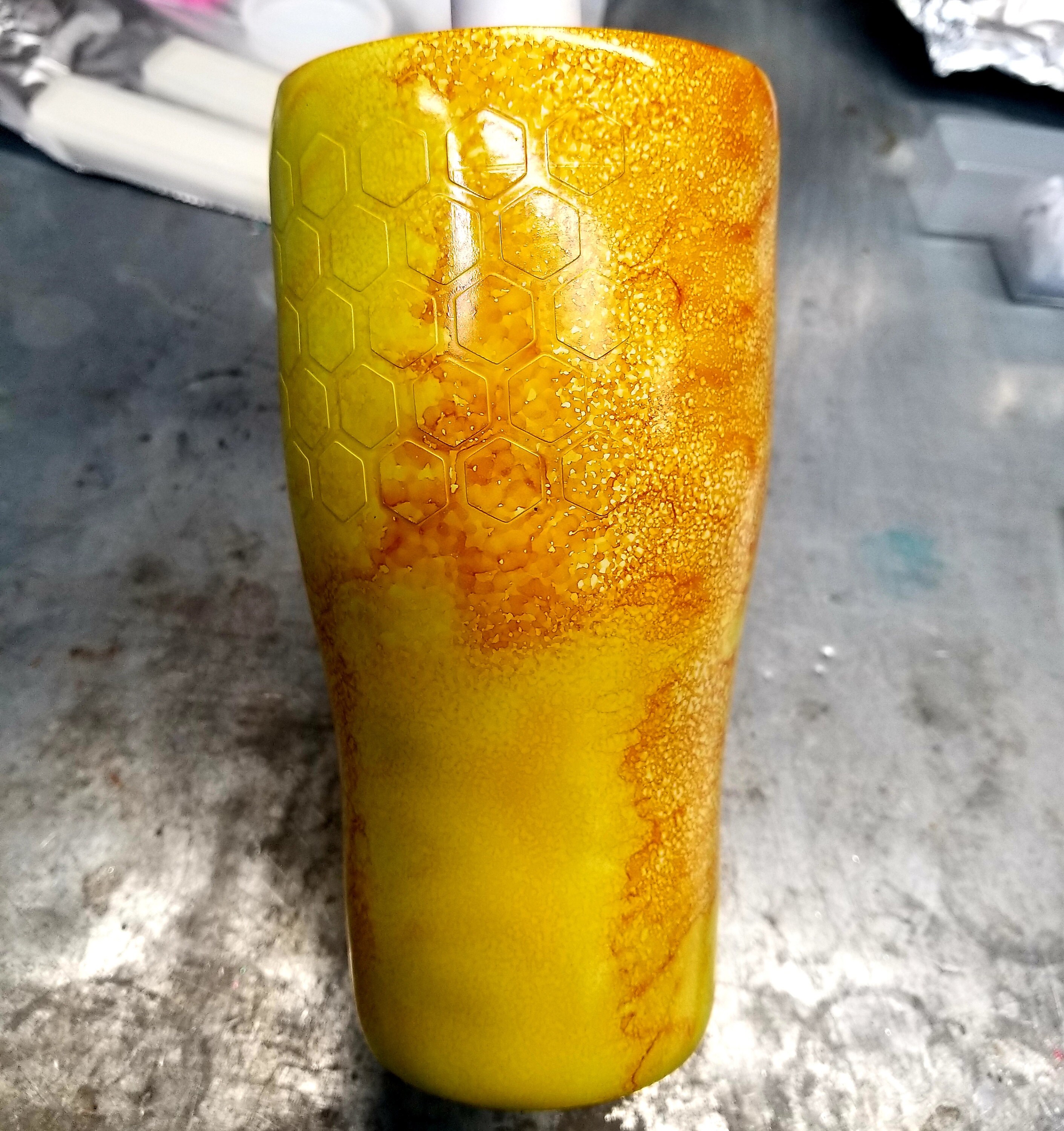 Queen Bee tumbler in process