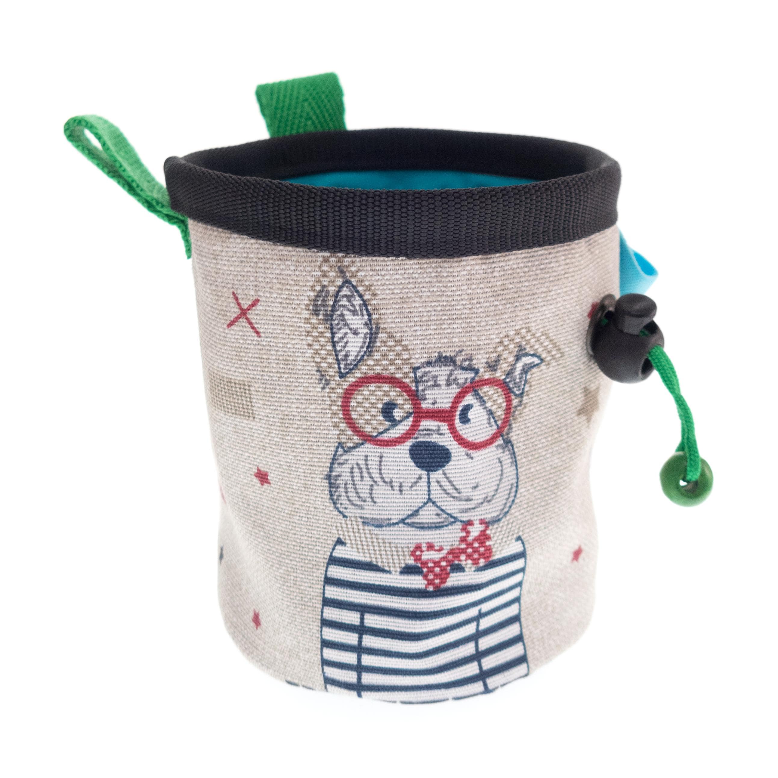 Compact children’s climbing chalk pouch with playful animal design, lightweight and easy to carry for rock wall sessions