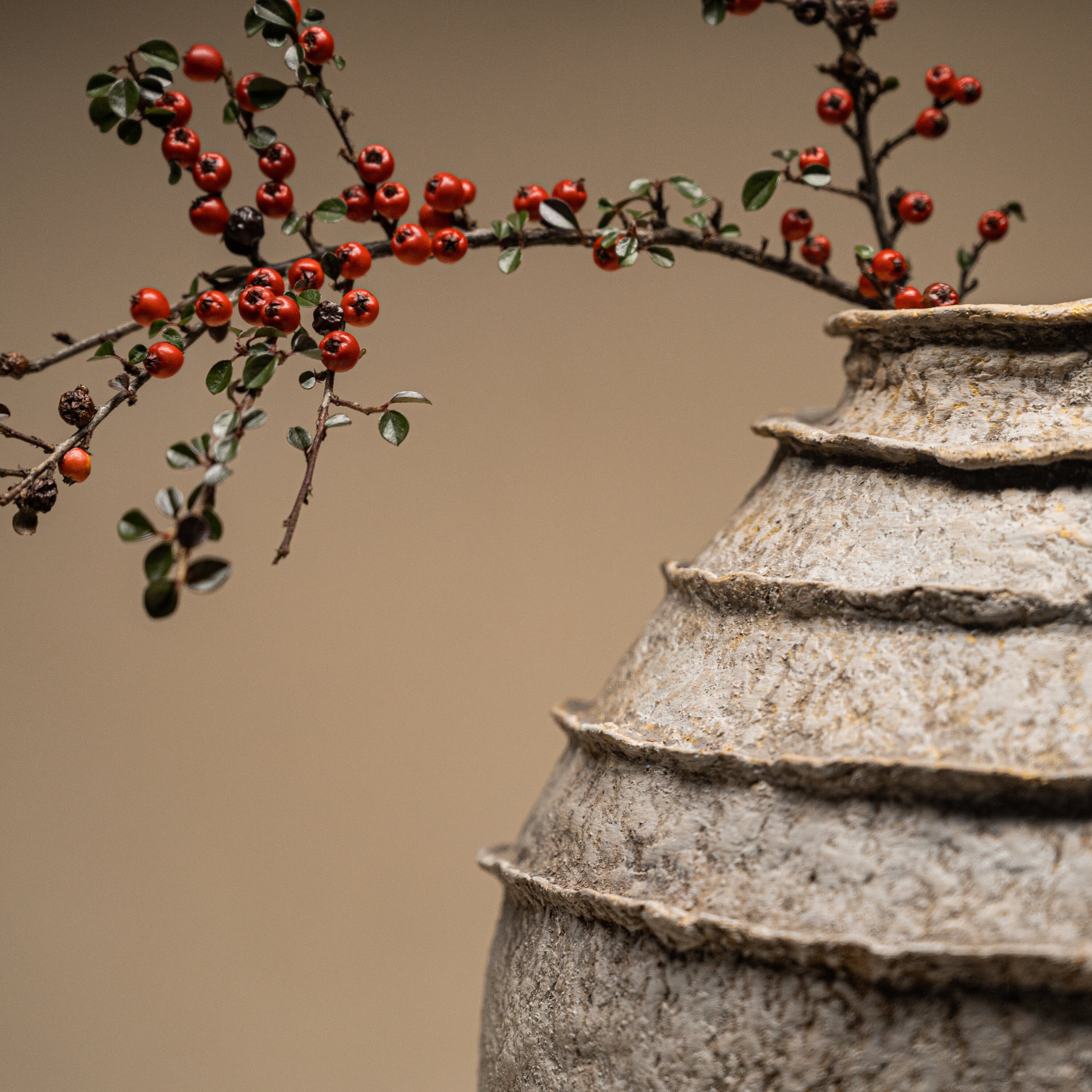 Wabi Sabi aesthetics in a large vase – Meticulously crafted, embracing imperfection for a unique statement