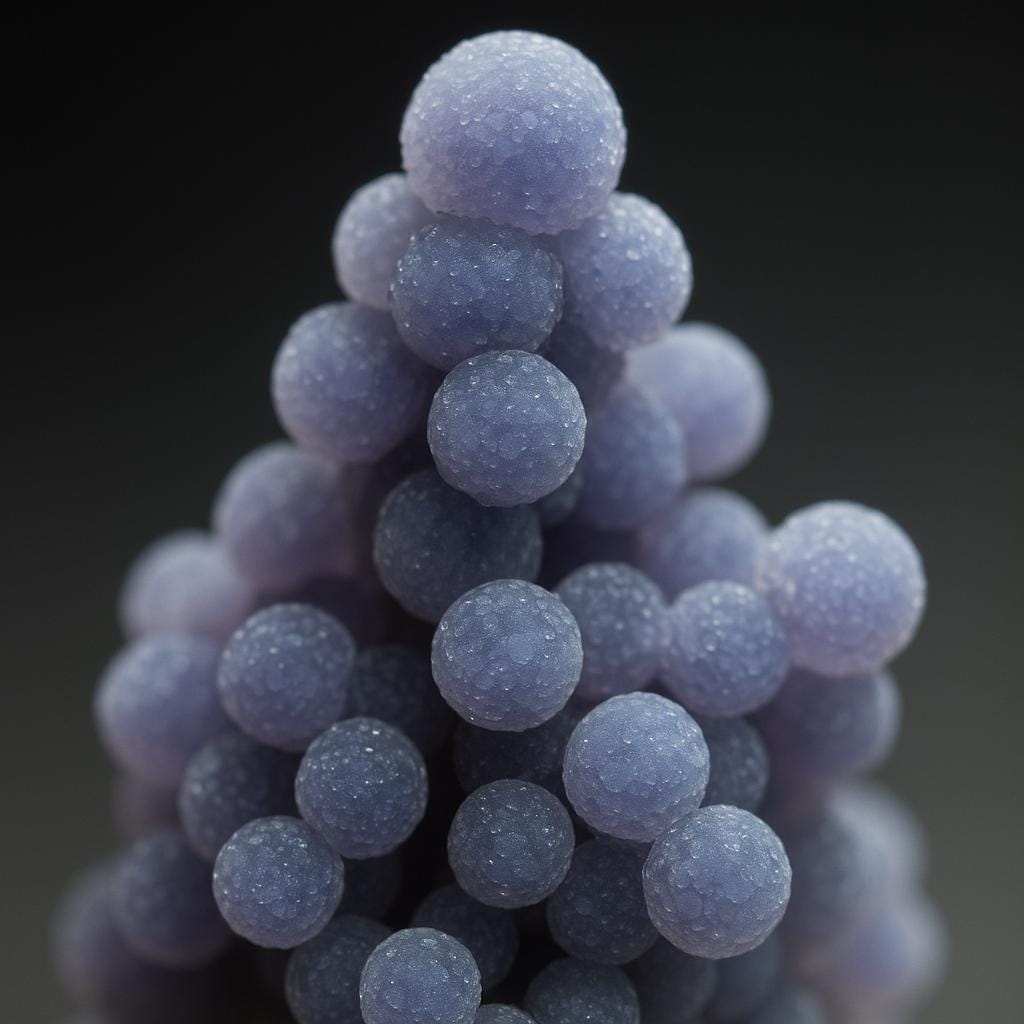 grape agate specimen found in Mamuju, Indonesia, under a microscope