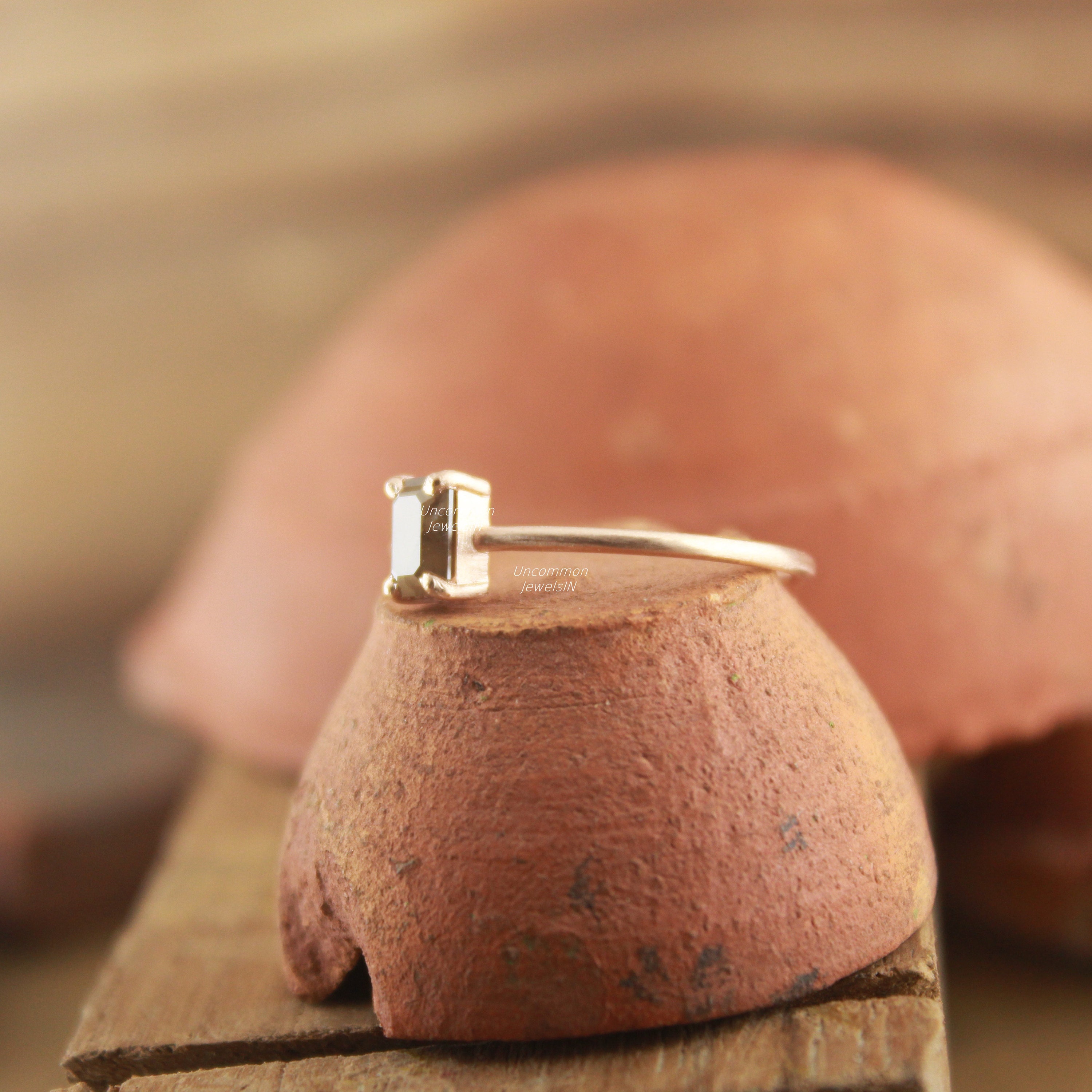 10k rose diamond ring, dainty diamond ring, budget diamond ring