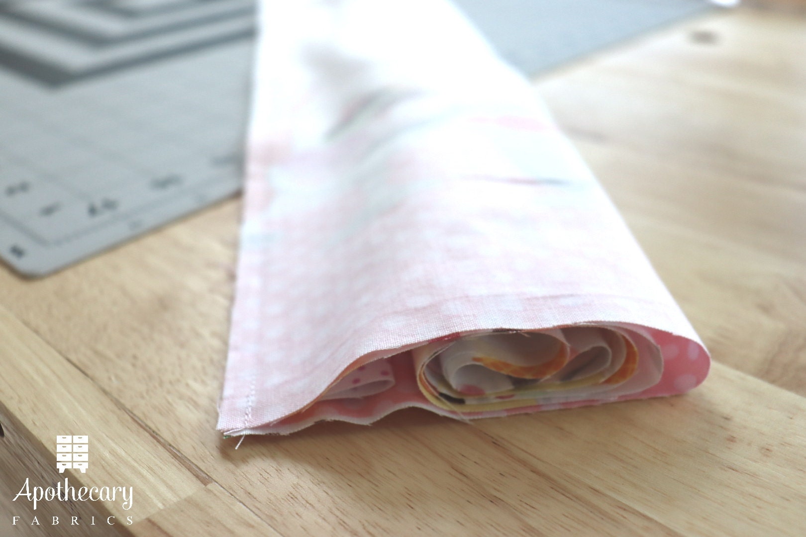 The Perfect Pillowcase rolled up by the burrito method and sewn with a 1/4 seam allowance.