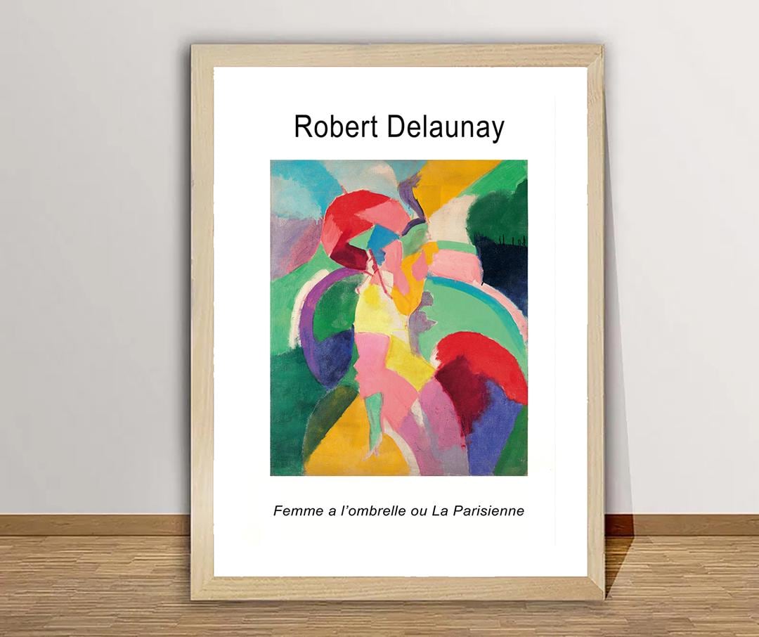 The vibrant color harmonies and elegant abstract forms in Robert Delaunay’s “Femme à l’ombrelle au La Parisienne” reflect the energy and spirit of Paris. The rhythmic flow of colors conveys both a sense of freedom and the sophisticated dynamism of city life. The artwork makes a thoughtful and meaningful gift for a Parisian woman, offering not just a painting, but a piece of the city’s unique soul and aesthetic.